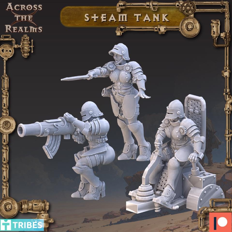 Steam Tank from Across the Realms, Wargame Miniature+ Gratis Base