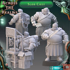 Slob Chef from Across the Realms, 3 Wargame Miniatures+ Gratis Bases