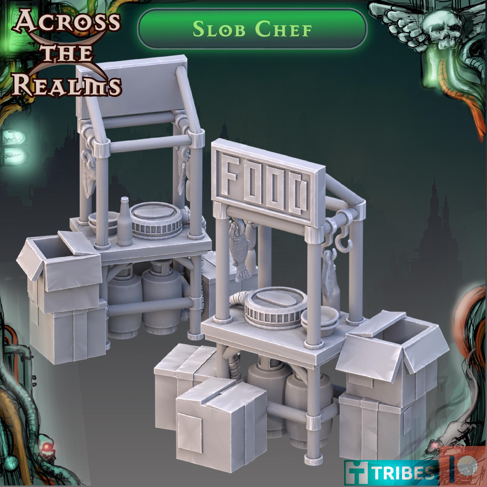 Slob Chef from Across the Realms, 3 Wargame Miniatures+ Gratis Bases