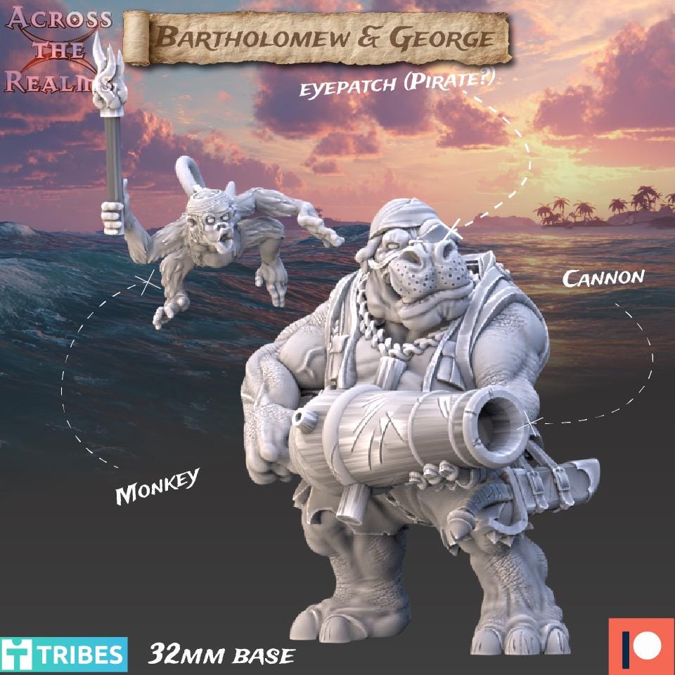 Bartholomew and George from Across the Realms, Wargame Miniature+ Gratis Base