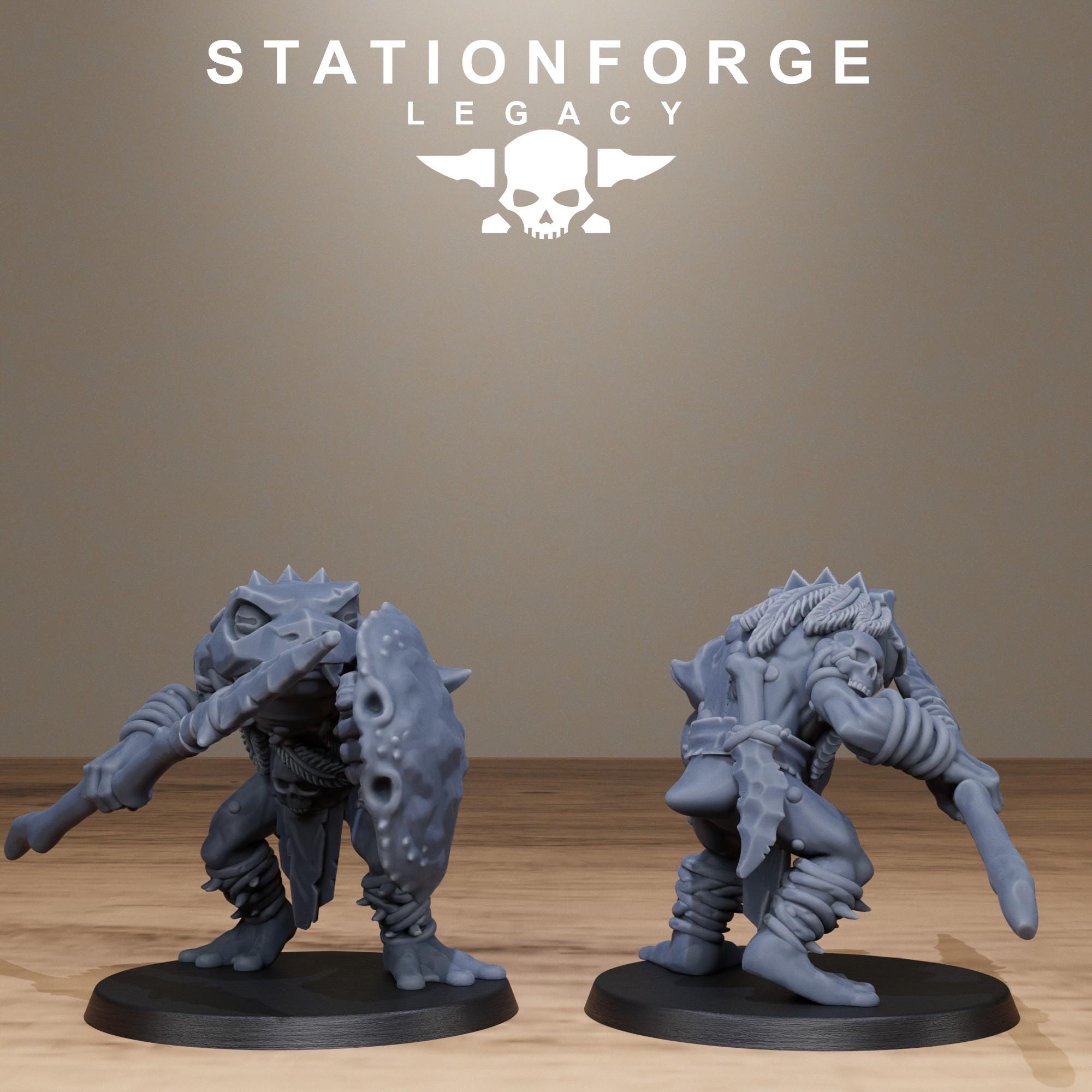 Bogkin Spearmen from StationForgeLegacy/10 Miniatures +Gratis Bases