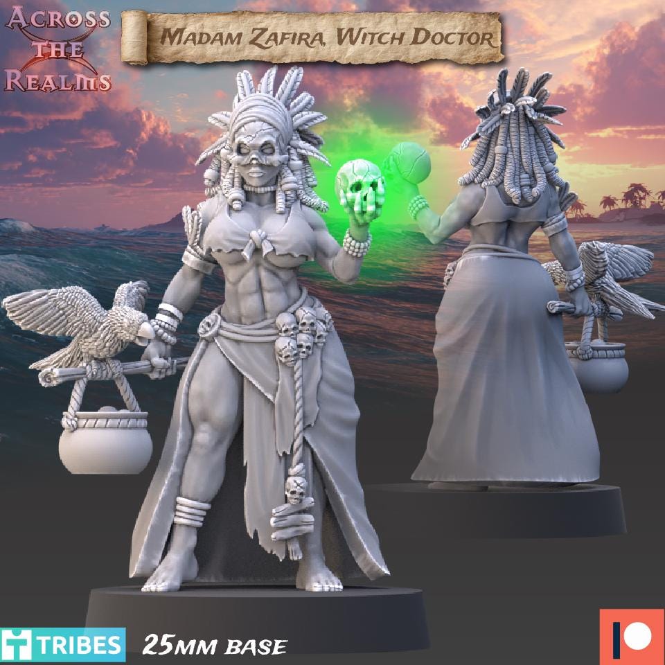 Witch Doctor from Across the Realms, Wargame Miniature+ Gratis Base