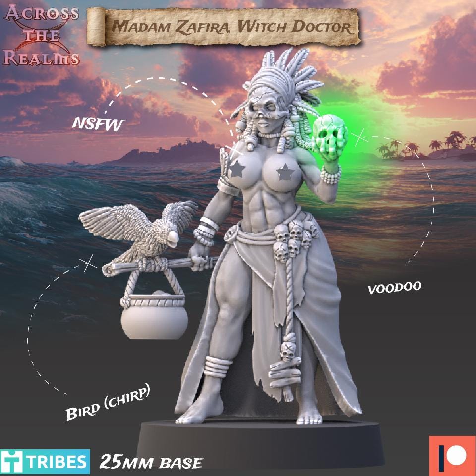 Witch Doctor from Across the Realms, Wargame Miniature+ Gratis Base