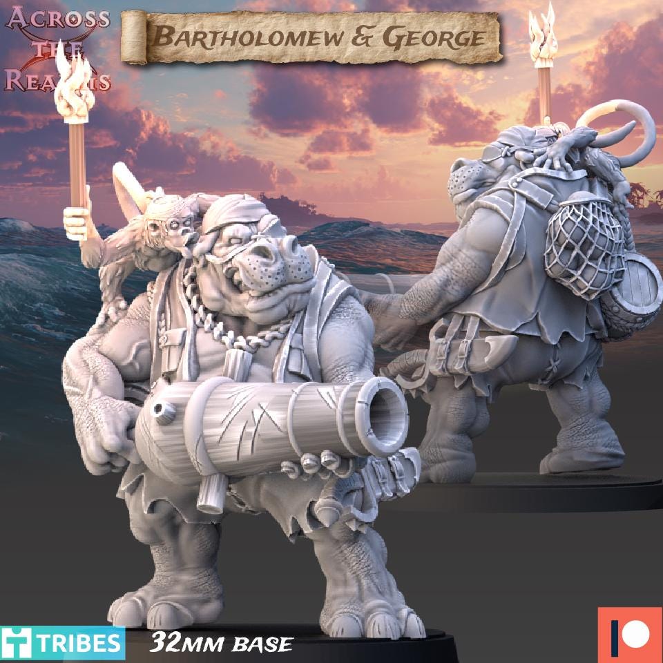 Bartholomew and George from Across the Realms, Wargame Miniature+ Gratis Base