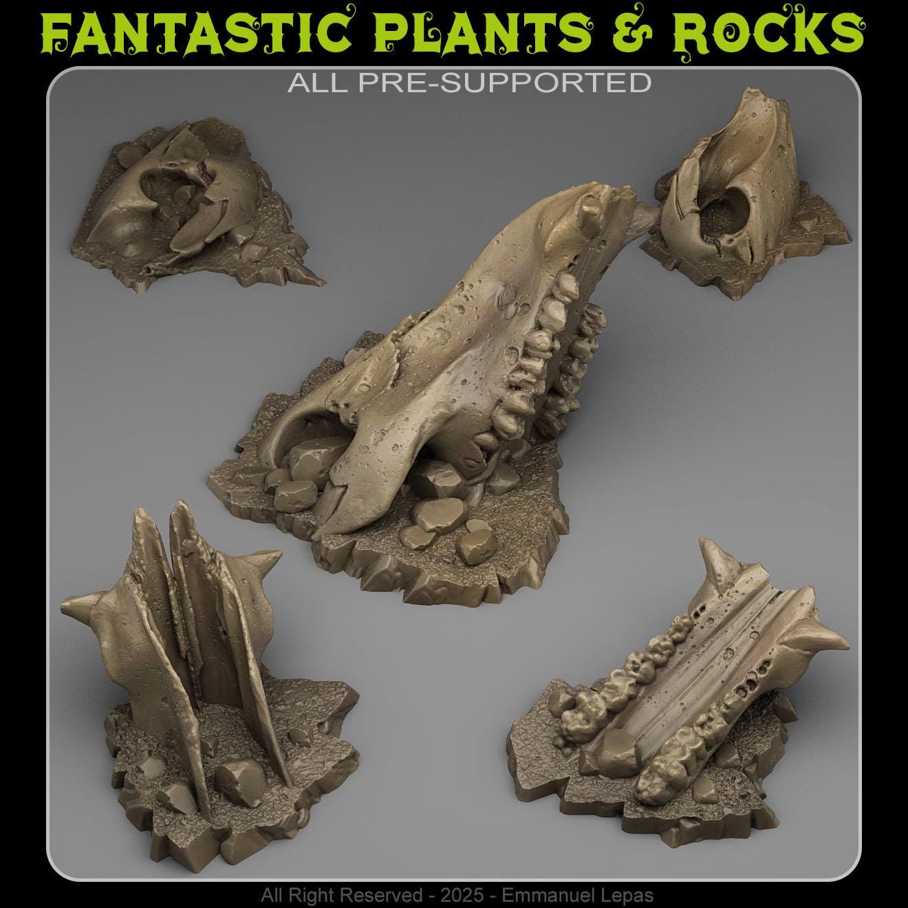 Old Creature Bones from Fantastic Plants And Rocks /5 Miniatures