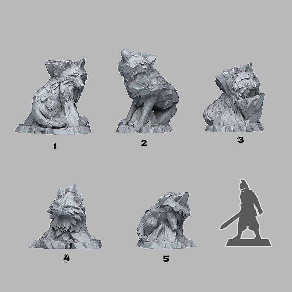 Mythic Rockwolves from Fantastic Plants And Rocks /5 Miniatures