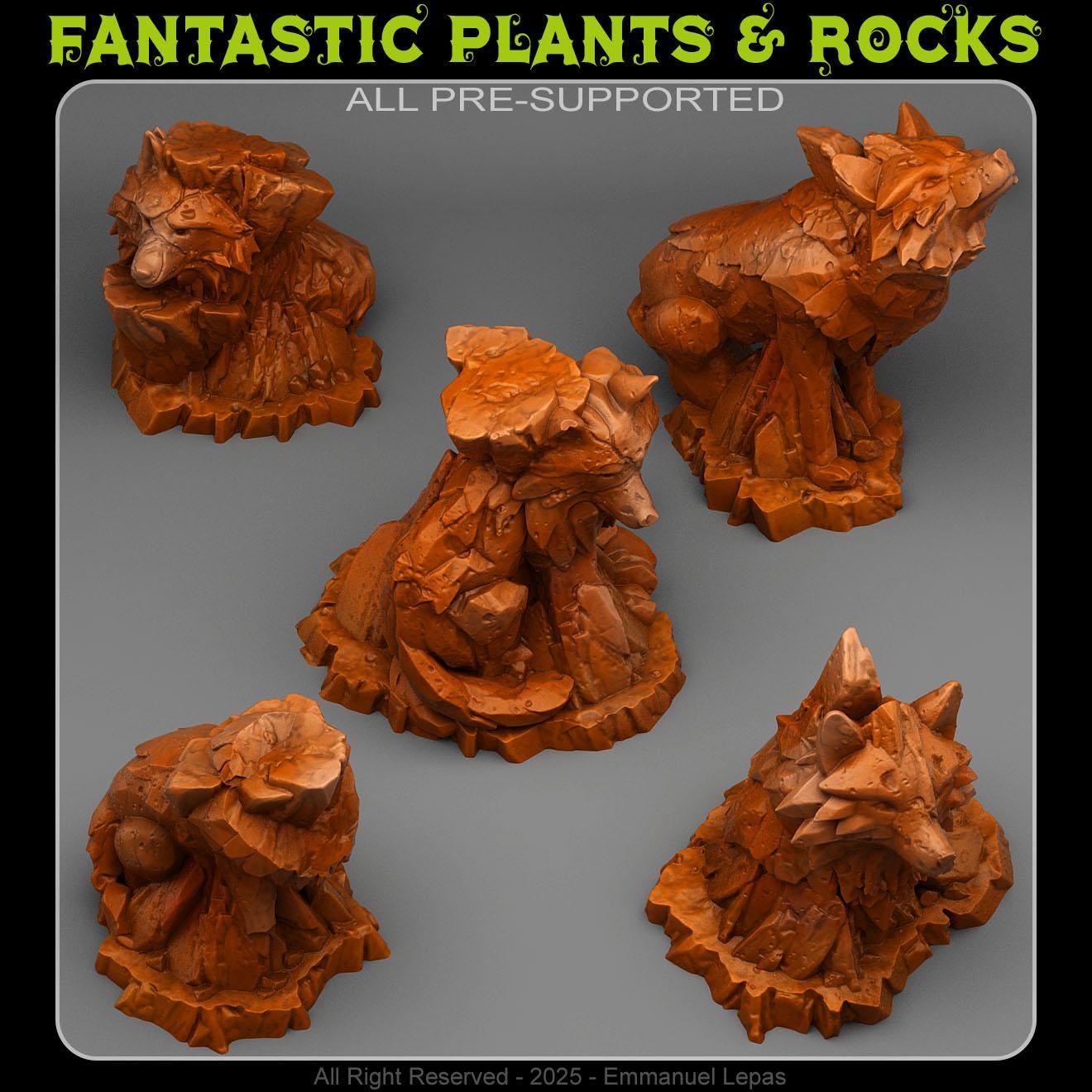 Mythic Rockwolves from Fantastic Plants And Rocks /5 Miniatures