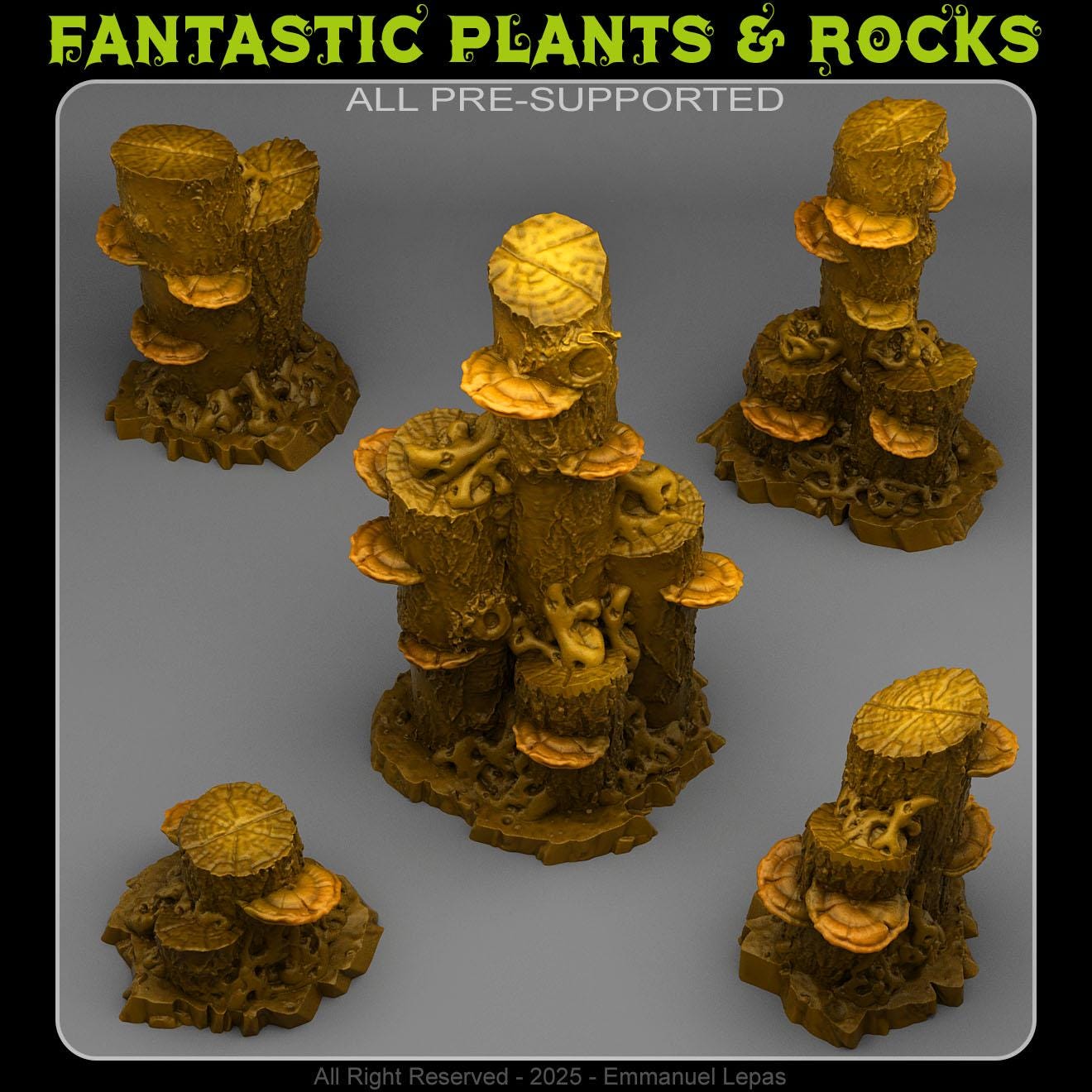 Enchanted Mushroom Logs from Fantastic Plants And Rocks /5 Miniatures