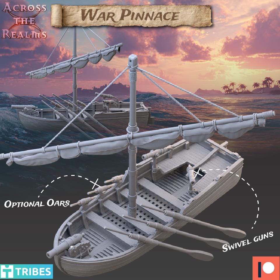 War Pinnace from Across the Realms, Wargame Miniature /whole set