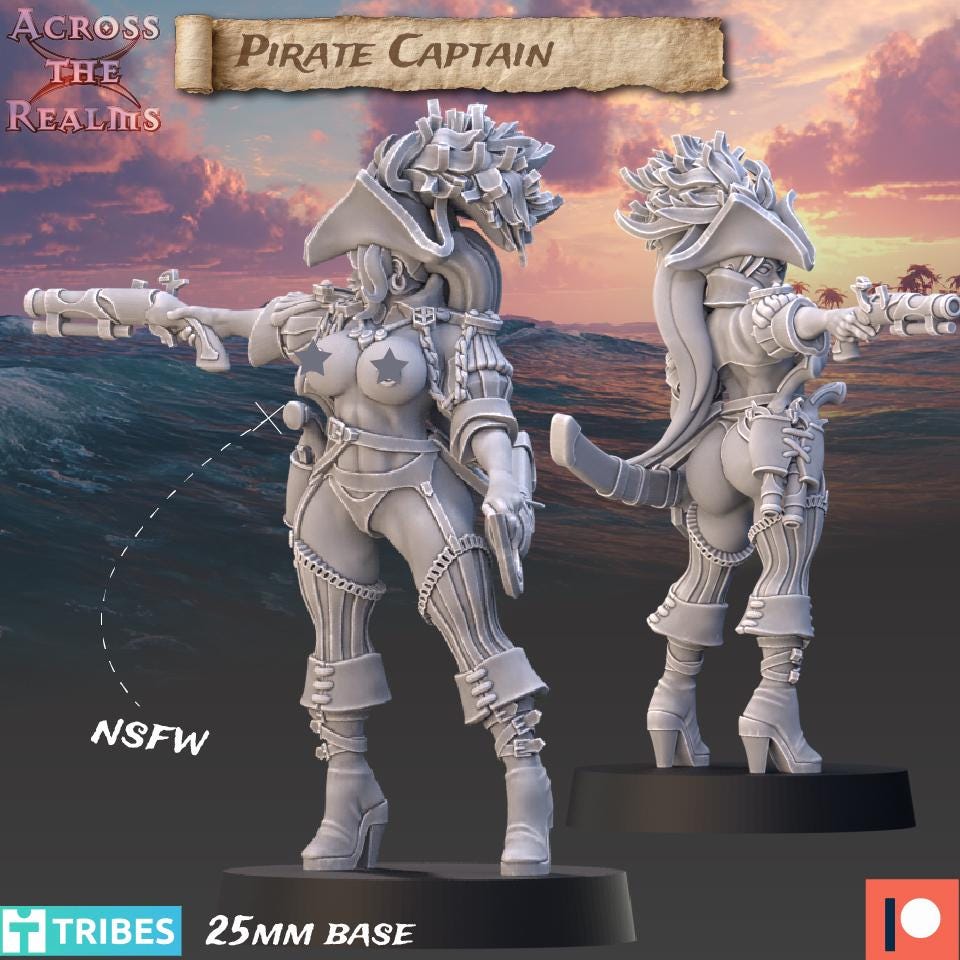Pirate Captain from Across the Realms, Wargame Miniature+ Gratis Base