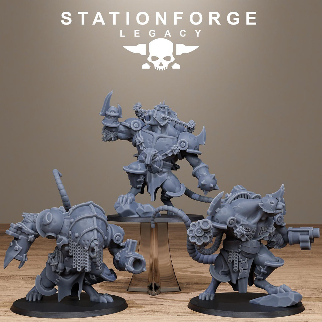 Rotfang Mega Rats from StationForgeLegacy/3 Miniatures +Gratis Bases