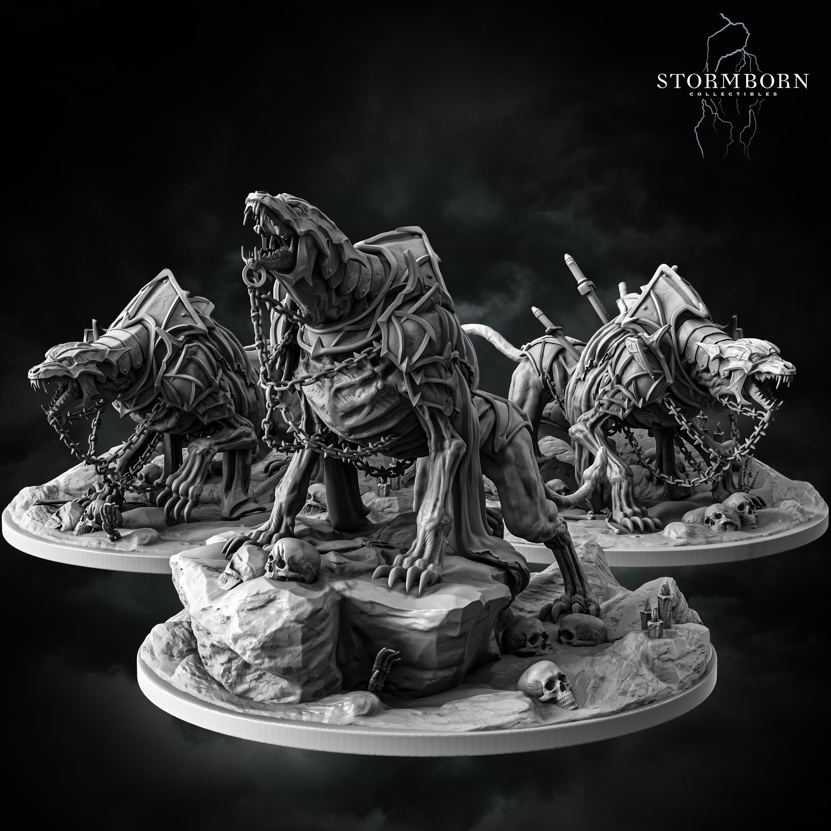Death Hounds (x3 poses included) from Stormborn Collectibles, Wargame Miniature+ Bases