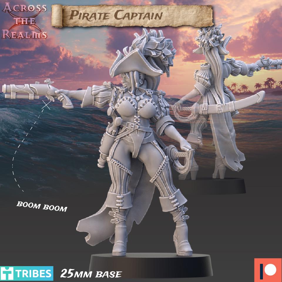 Pirate Captain from Across the Realms, Wargame Miniature+ Gratis Base