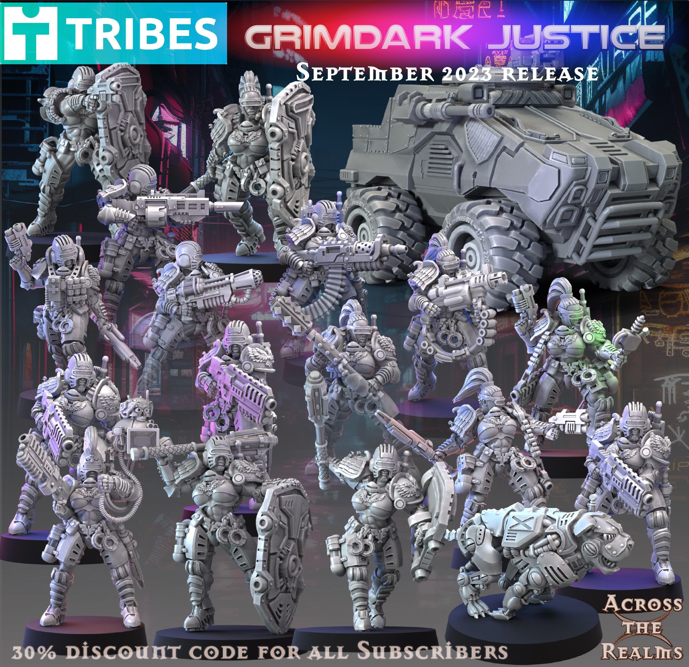 Grimdark Justice from Across the Realms, Wargame Miniatures+ Gratis Bases