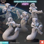 Snakesfolk Invaders from Across the Realms,5 Wargame Miniatures+ Gratis Bases