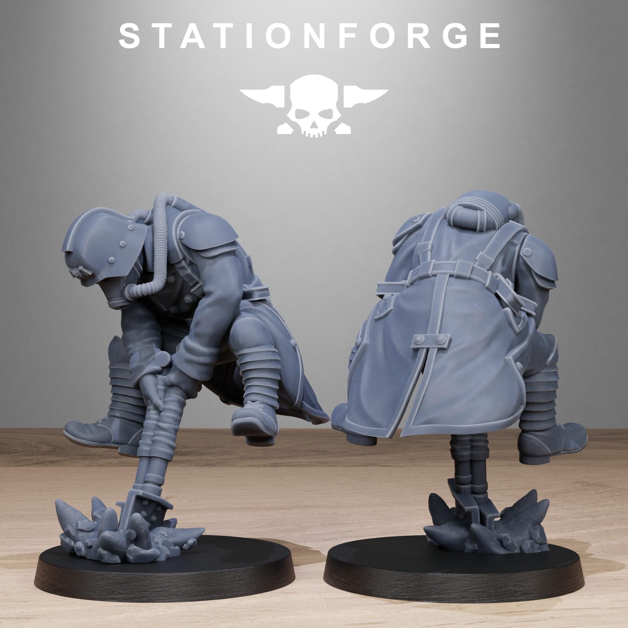 GrimGuard Shovel Fighters from StationForge/10 Miniatures +Gratis Bases