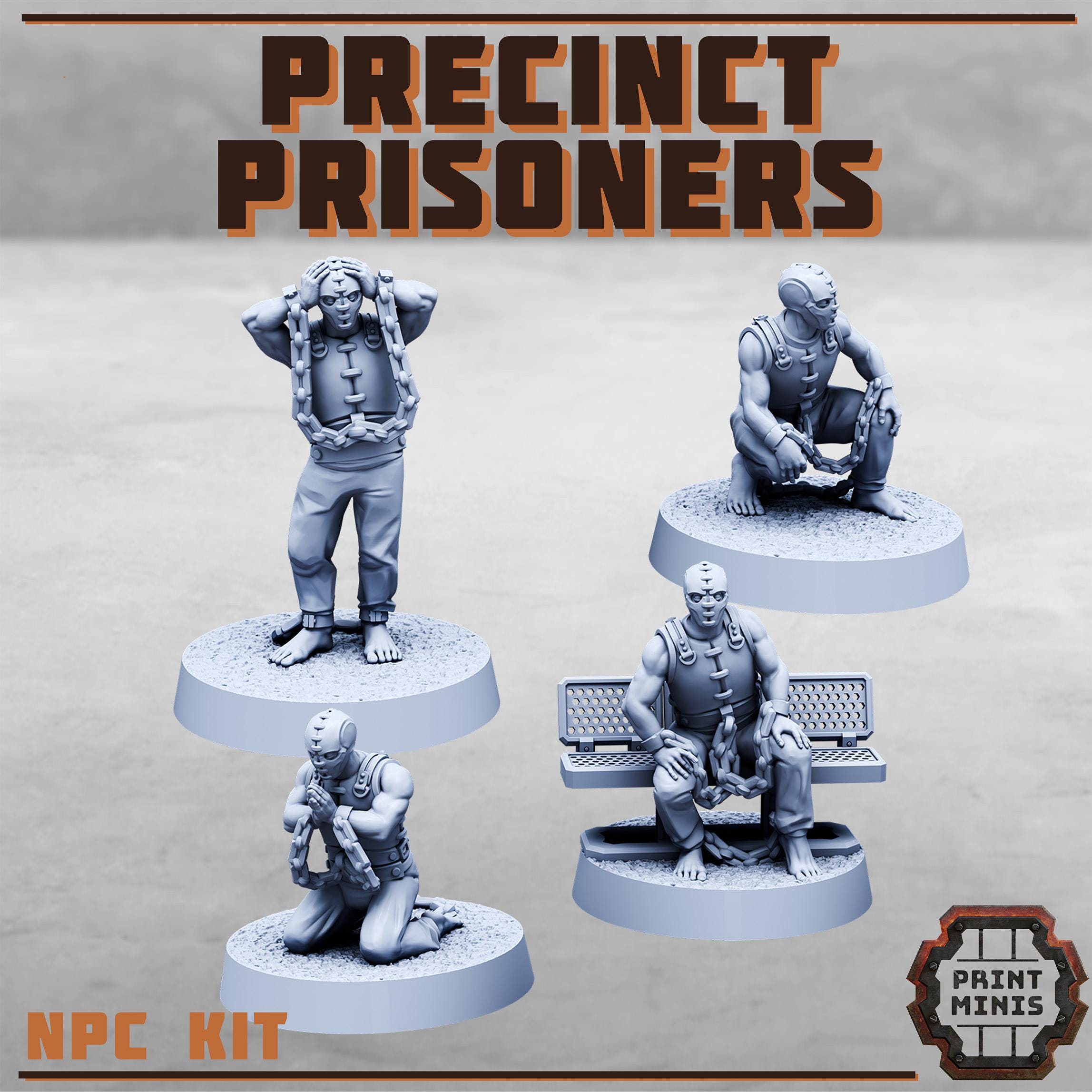 Precinct Prisoners - NPC kit from PrintMinis/ 4 Wargame, Tabletop Miniatures+ Bases