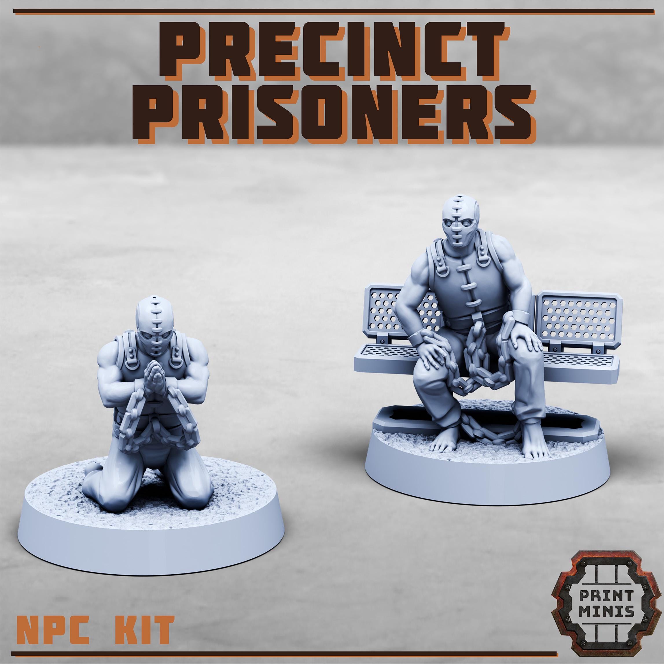 Precinct Prisoners - NPC kit from PrintMinis/ 4 Wargame, Tabletop Miniatures+ Bases