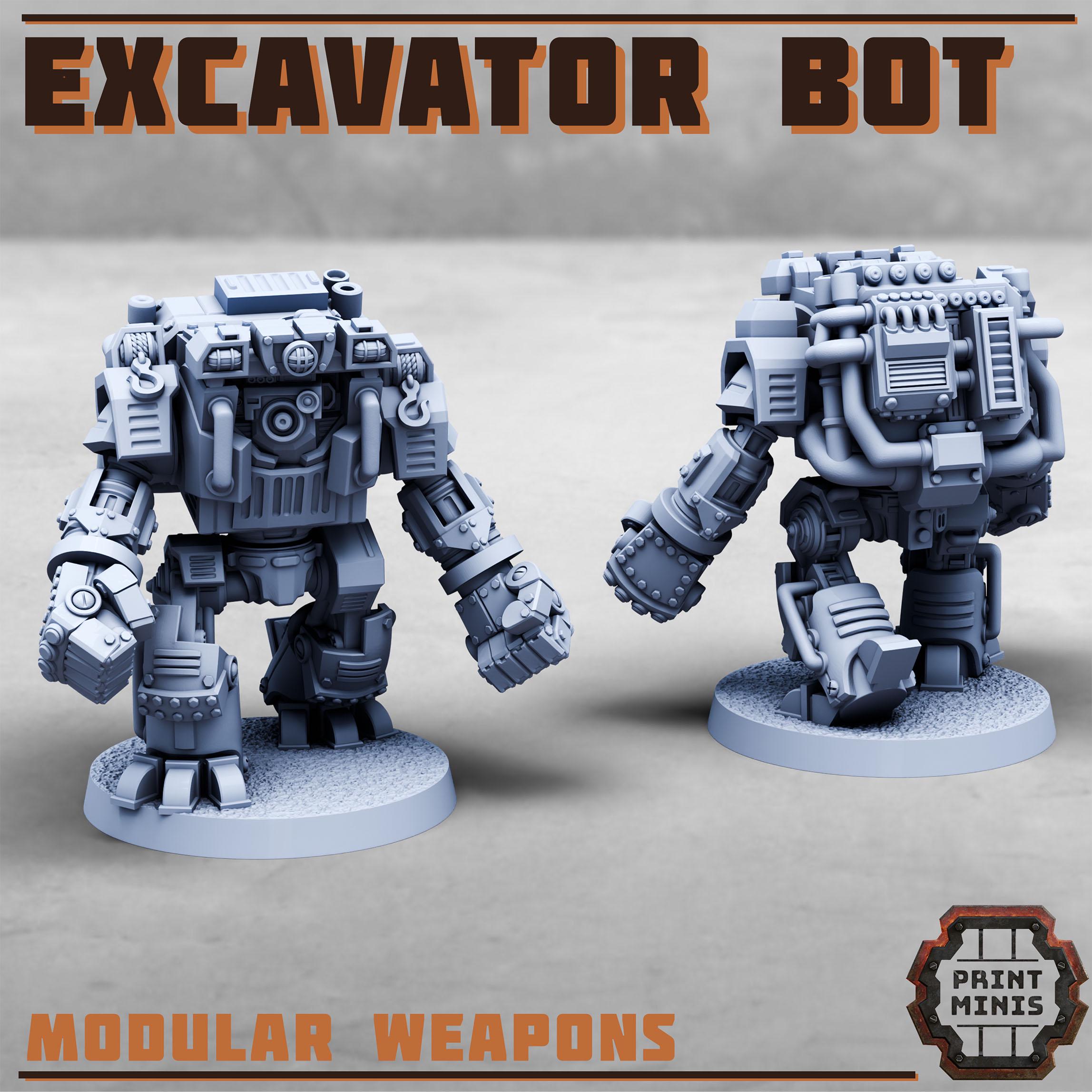 EXCAVATOR ROBOT from PrintMinis/ Wargame, Tabletop Miniatur+ Base