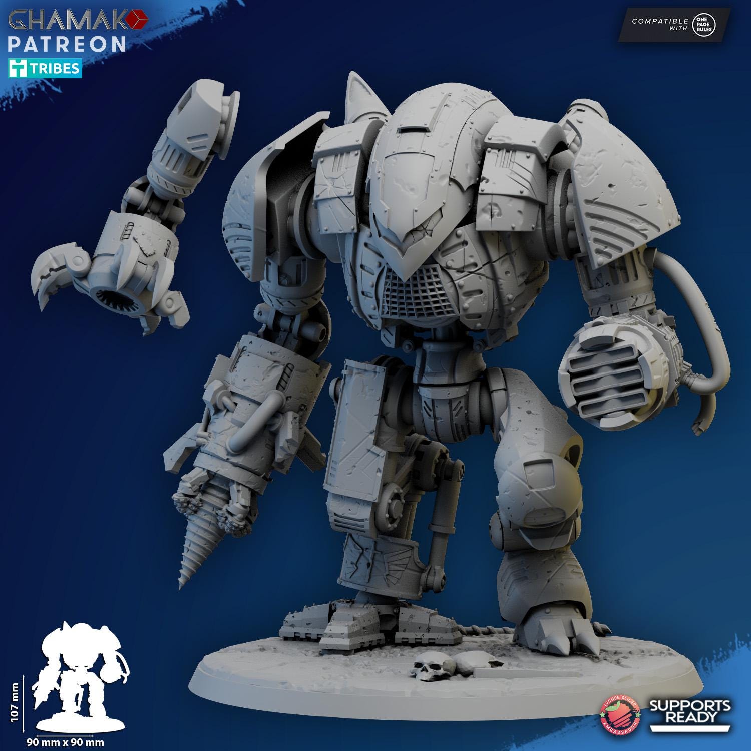 Wardroid full Set from Ghamak, 1 Wargame Miniature+ Gratis Base