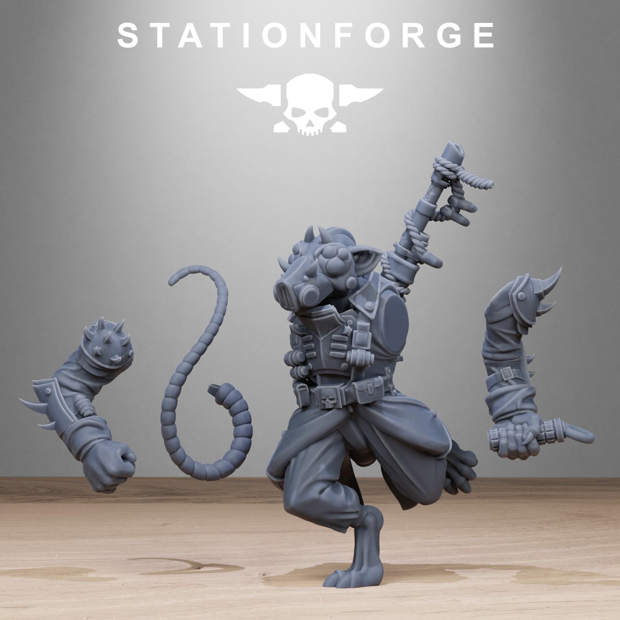 Corrupted Guard Raticus from StationForge/10 Miniatures +Gratis Bases