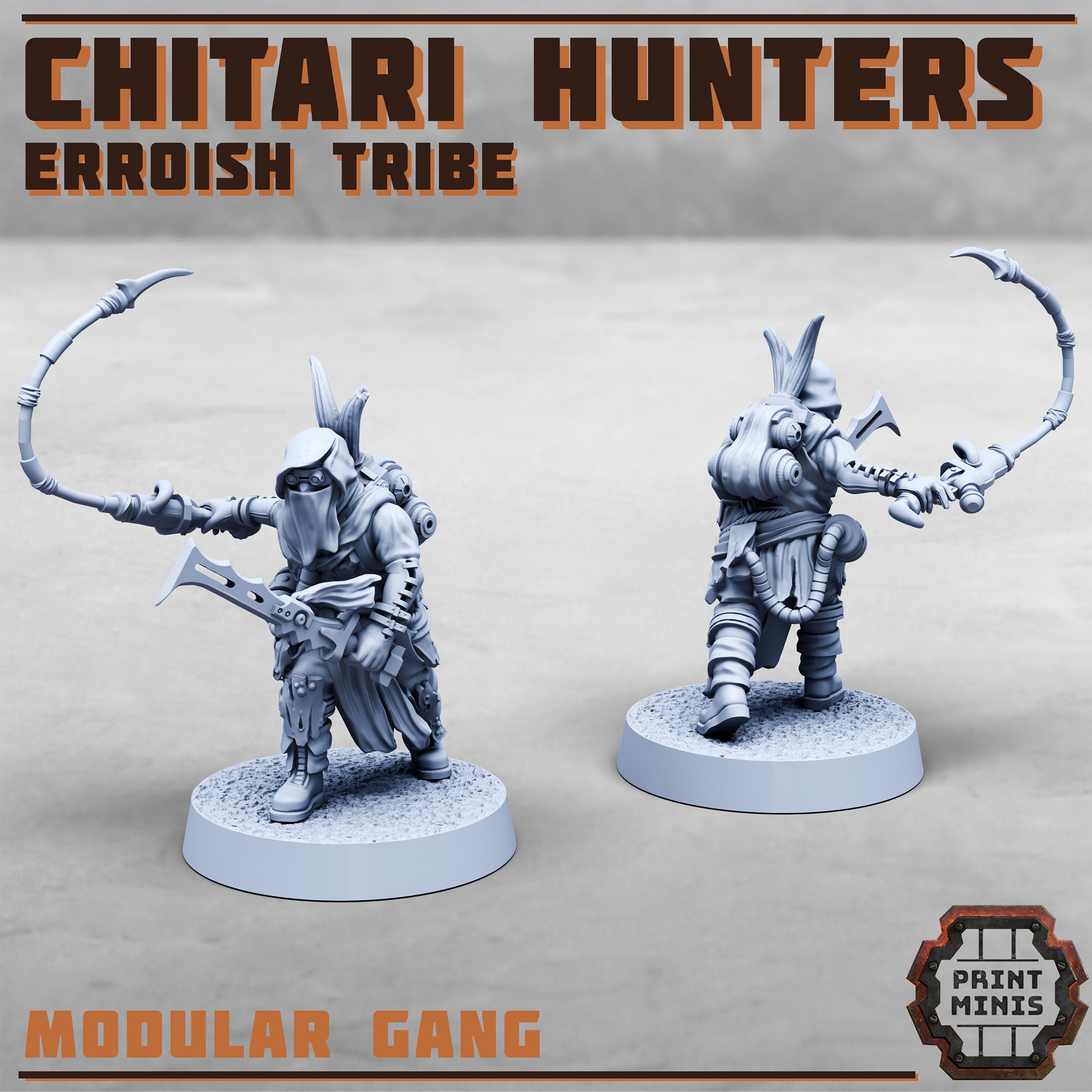 Chitari Erroish Hunters from PrintMinis/10 Wargame, Tabletop Miniatures+ Bases