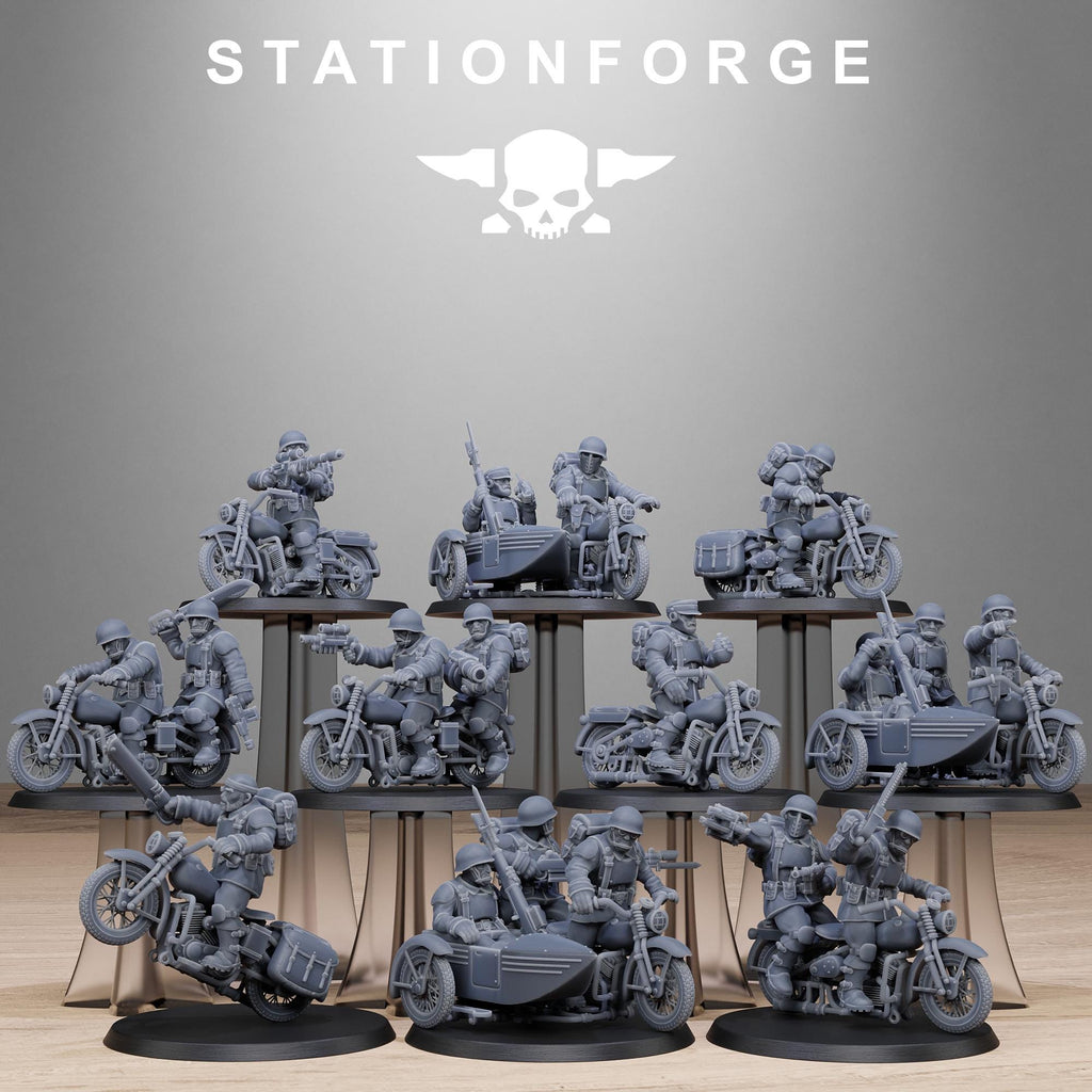 FreeGuard Bikers from StationForge/10 Tabletop, Wargame Miniatures +Gratis Bases