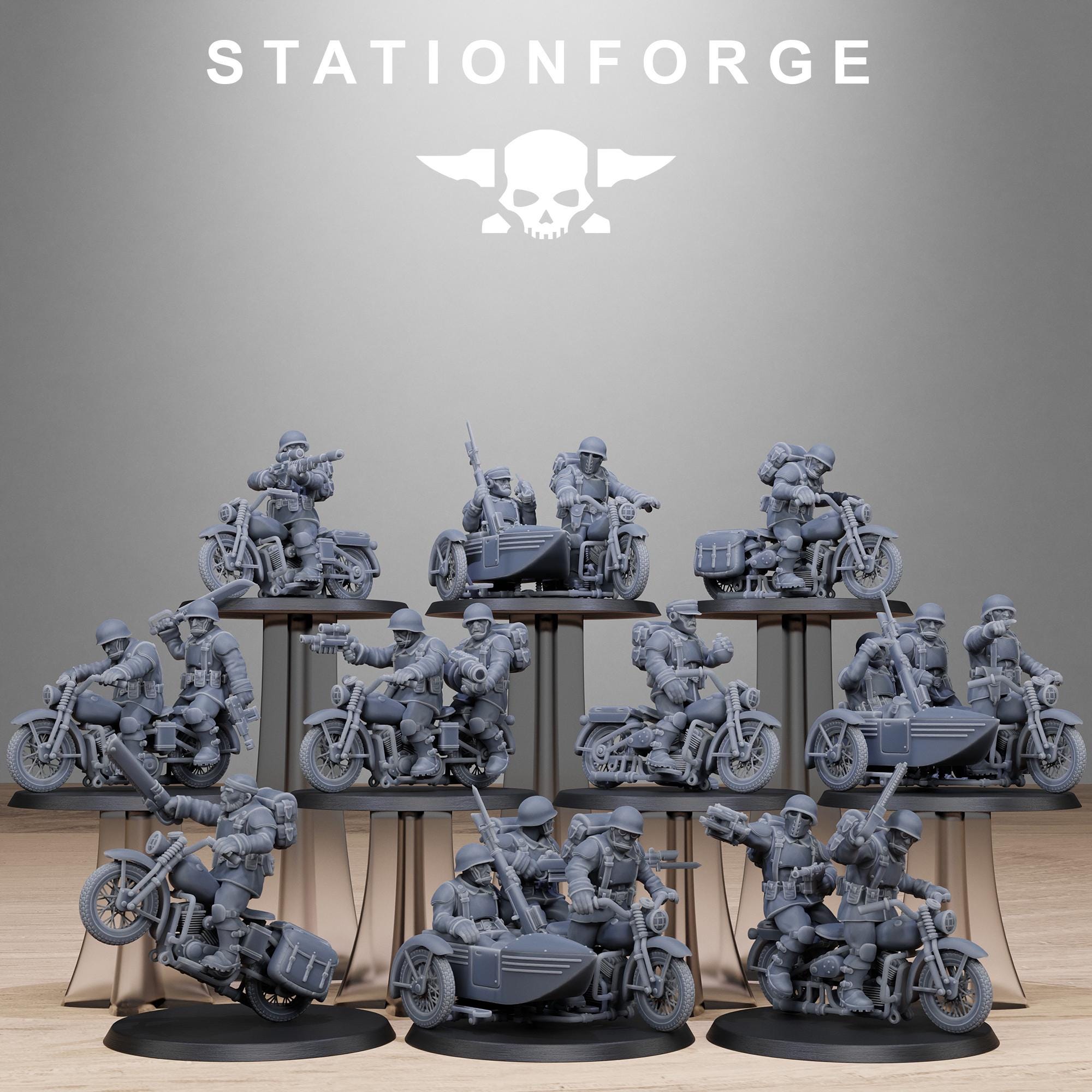 FreeGuard Bikers from StationForge/10 Tabletop, Wargame Miniatures +Gratis Bases