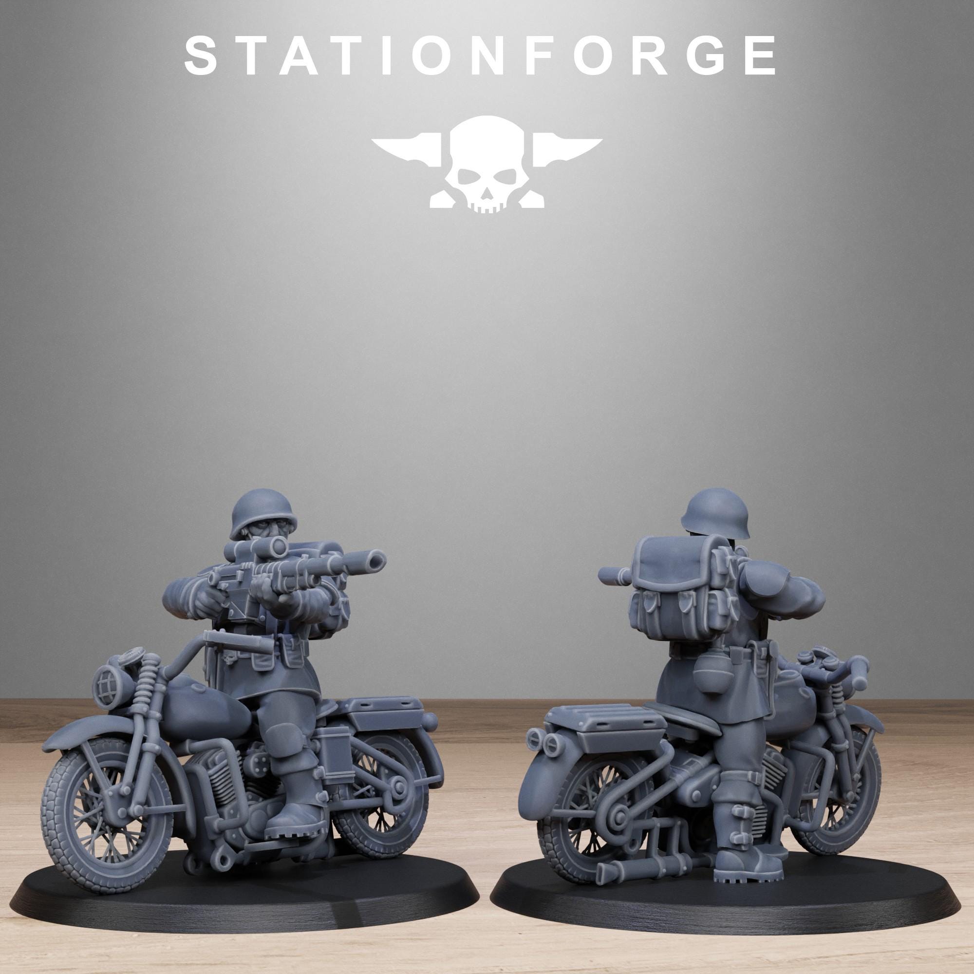 FreeGuard Bikers from StationForge/10 Tabletop, Wargame Miniatures +Gratis Bases