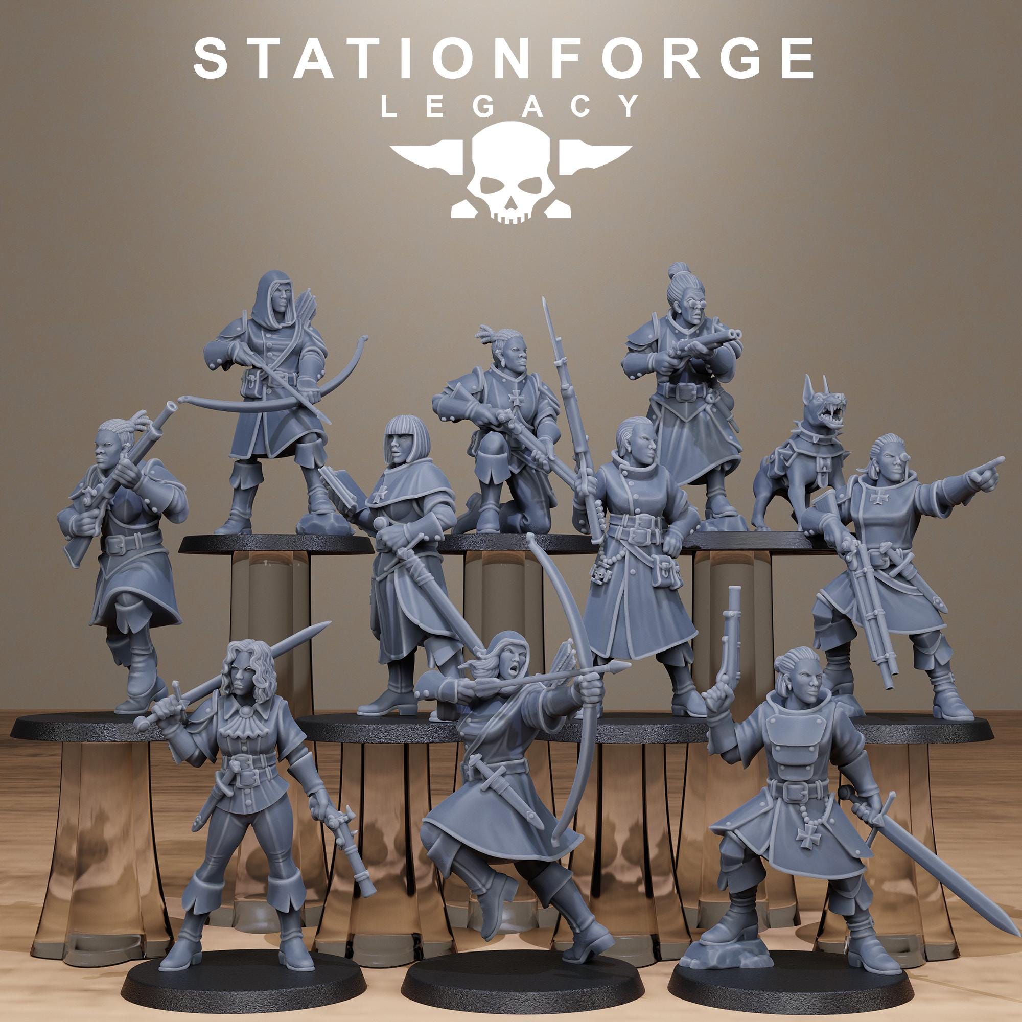 Thorncrest Hunters Sisters from StationForgeLegacy/10 Miniatures +Gratis Bases