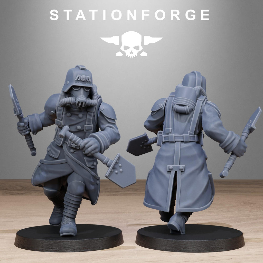 GrimGuard Shovel Fighters from StationForge/10 Miniatures +Gratis Bases
