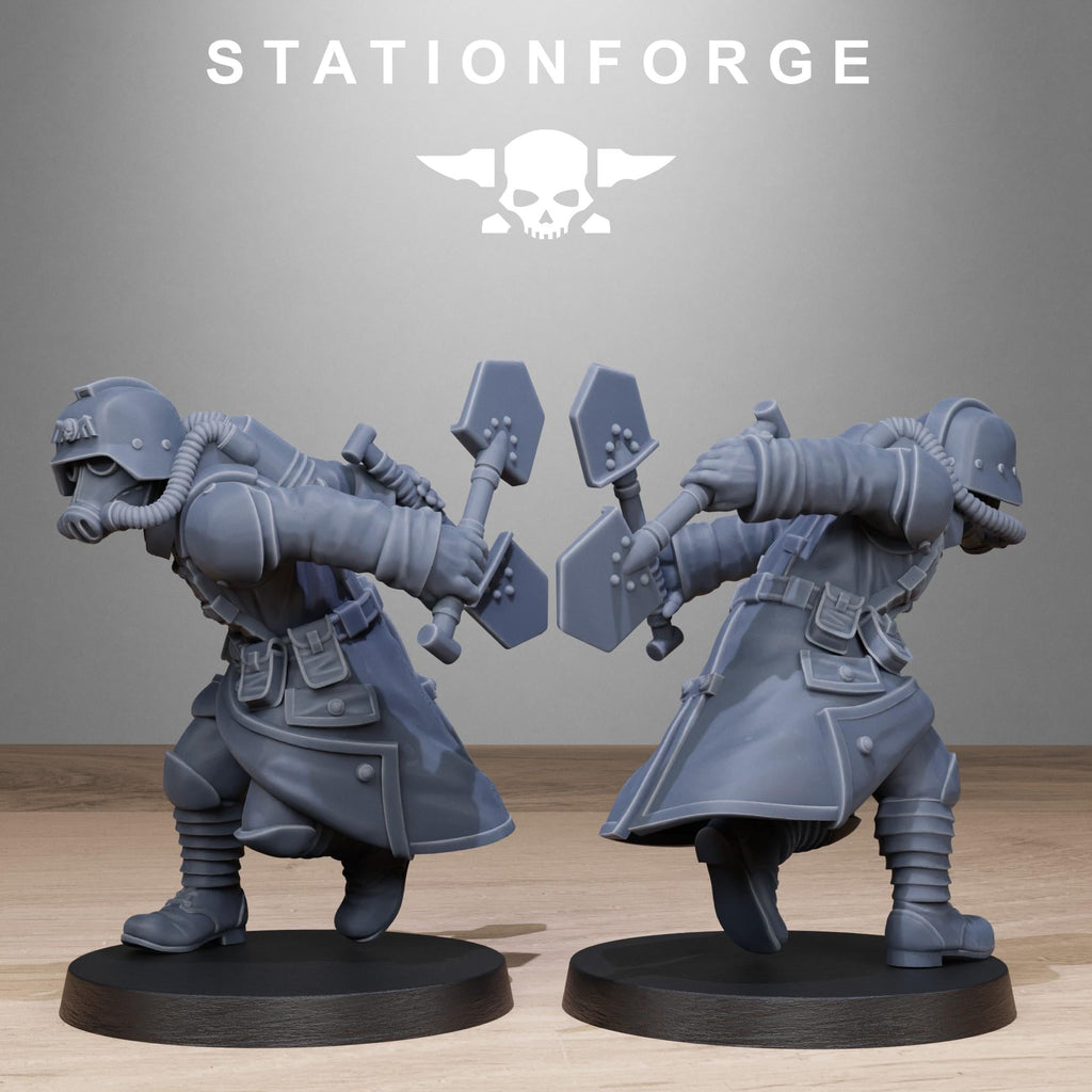 GrimGuard Shovel Fighters from StationForge/10 Miniatures +Gratis Bases