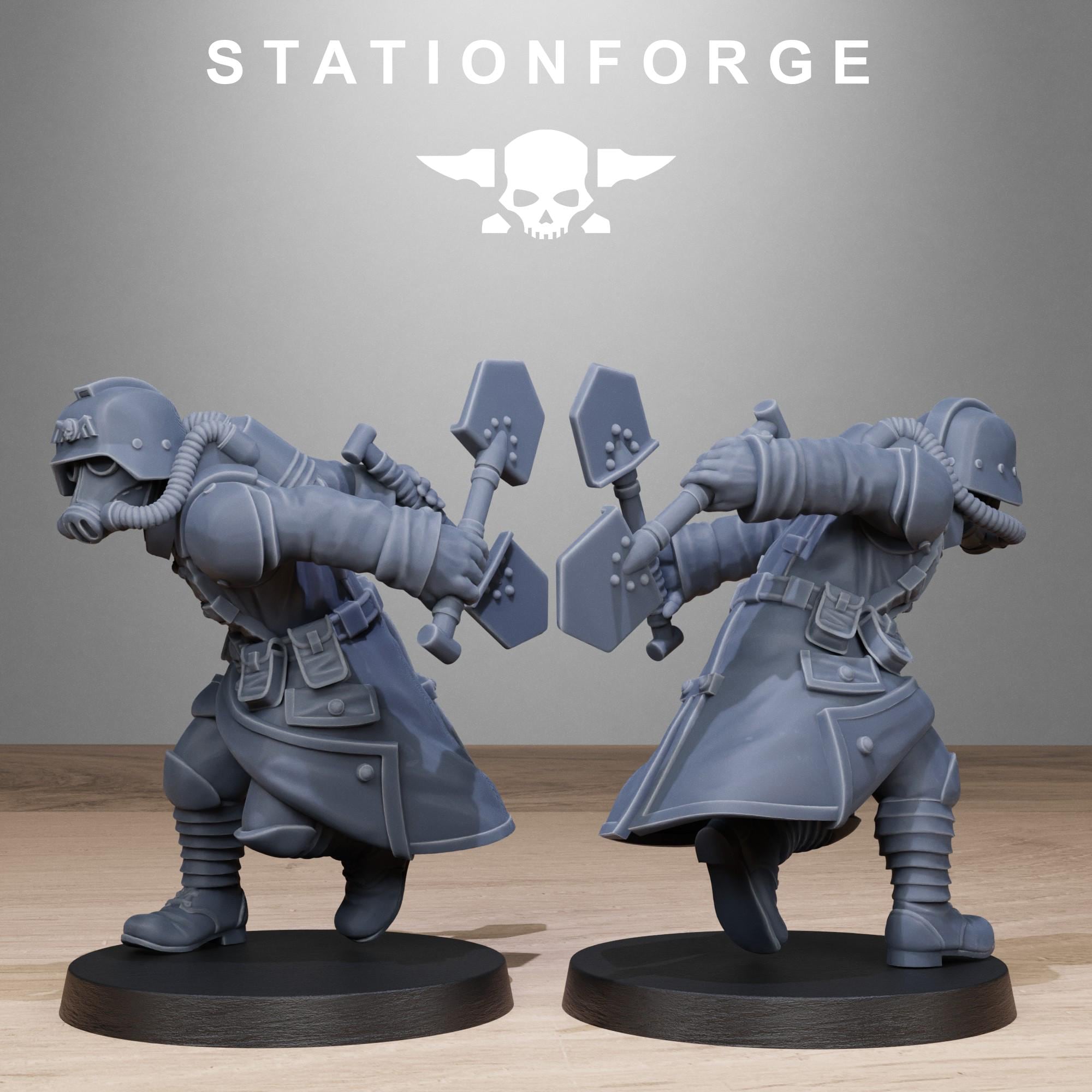 GrimGuard Shovel Fighters from StationForge/10 Miniatures +Gratis Bases