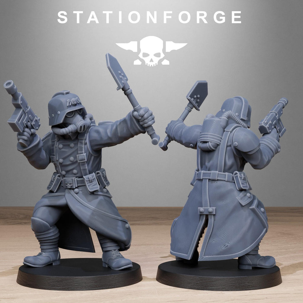 GrimGuard Shovel Fighters from StationForge/10 Miniatures +Gratis Bases