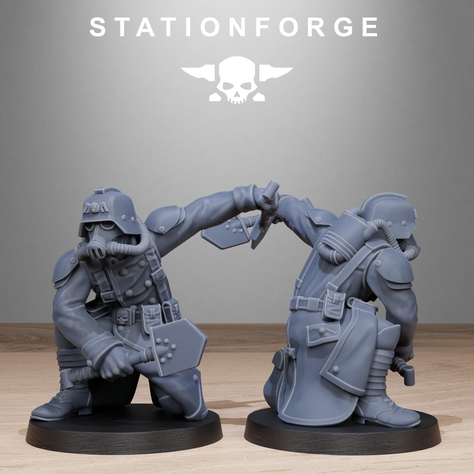 GrimGuard Shovel Fighters from StationForge/10 Miniatures +Gratis Bases