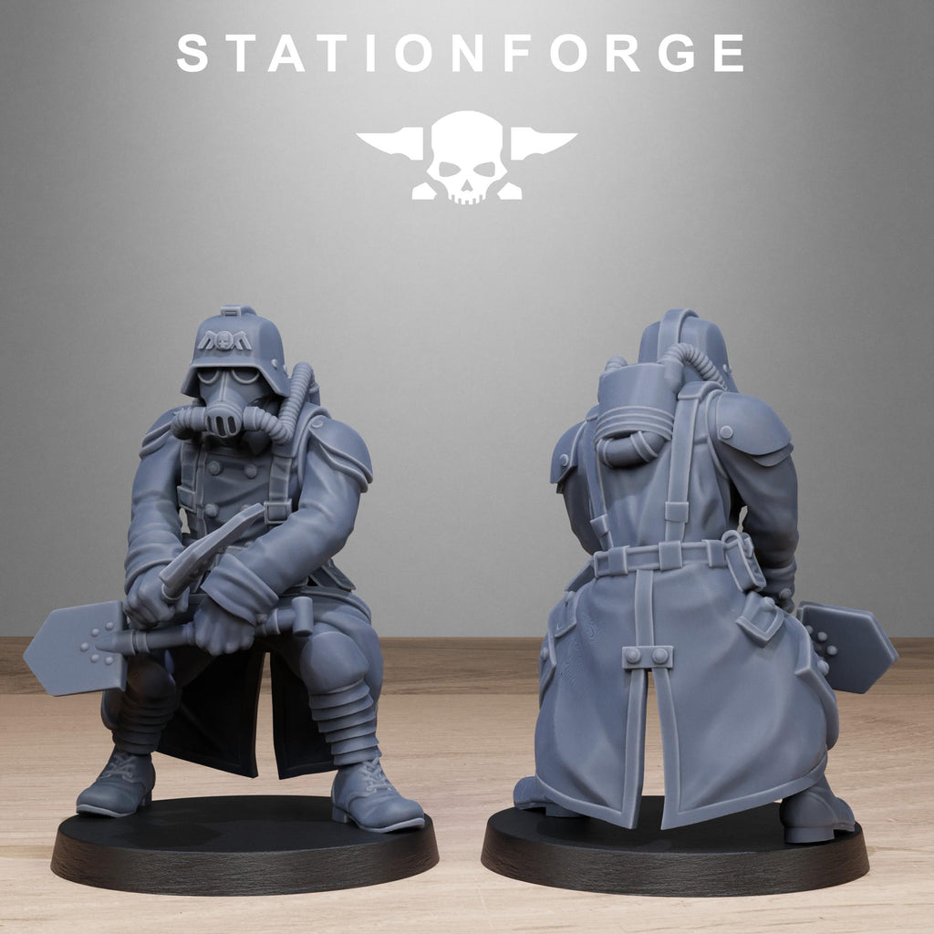 GrimGuard Shovel Fighters from StationForge/10 Miniatures +Gratis Bases
