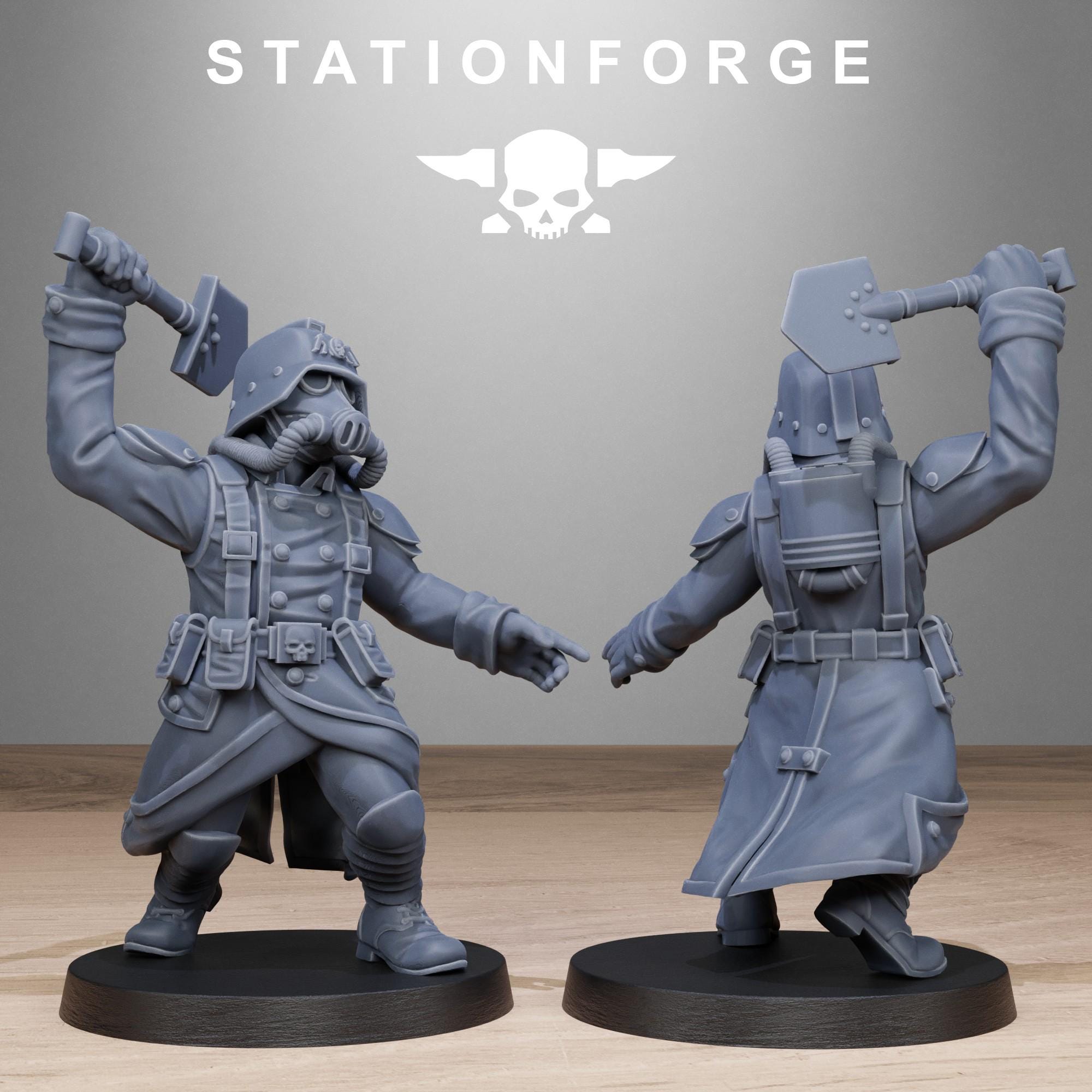 GrimGuard Shovel Fighters from StationForge/10 Miniatures +Gratis Bases