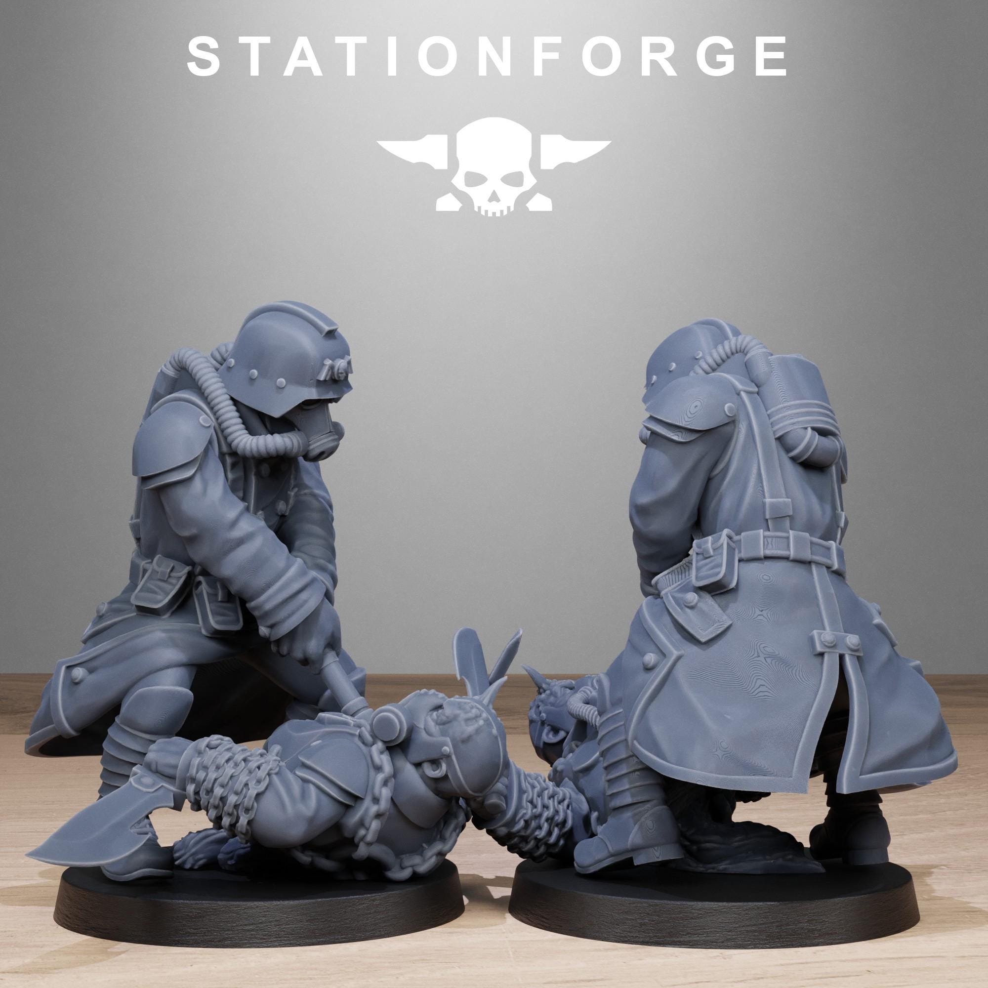 GrimGuard Shovel Fighters from StationForge/10 Miniatures +Gratis Bases