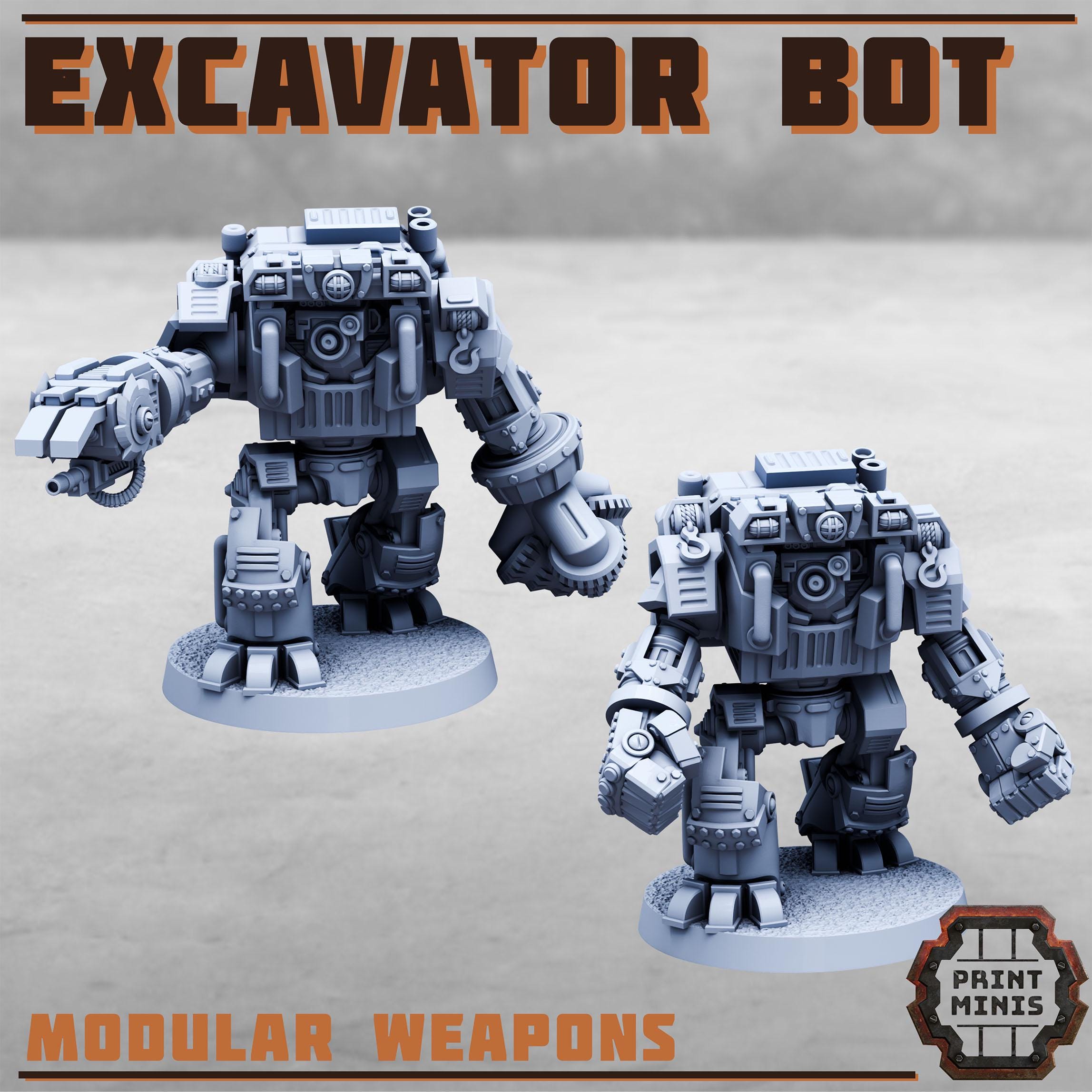 EXCAVATOR ROBOT from PrintMinis/ Wargame, Tabletop Miniatur+ Base