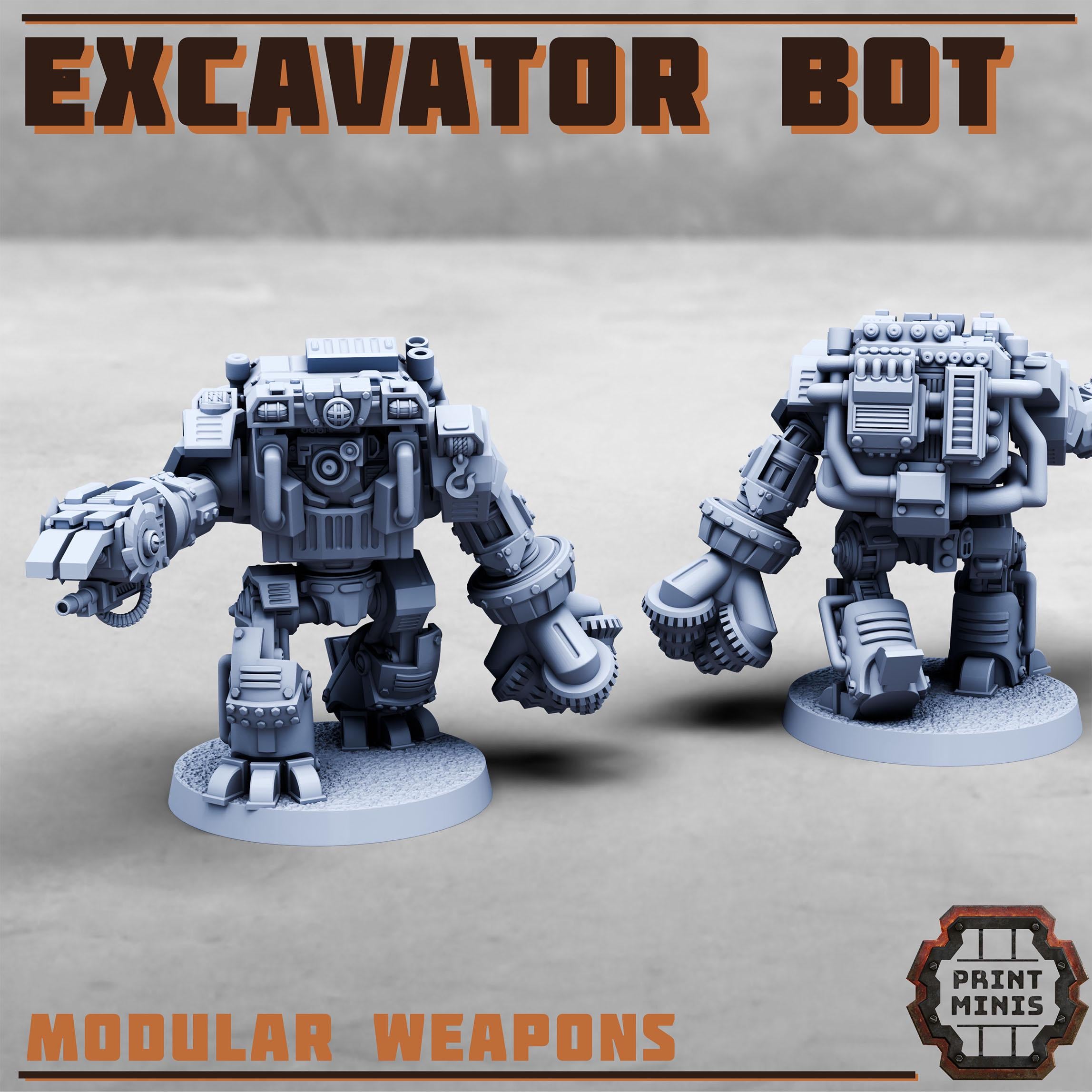 EXCAVATOR ROBOT from PrintMinis/ Wargame, Tabletop Miniatur+ Base