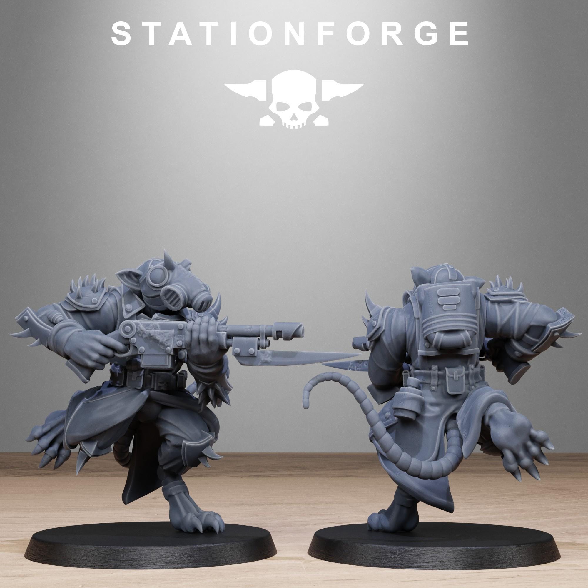Corrupted Guard Raticus from StationForge/10 Miniatures +Gratis Bases