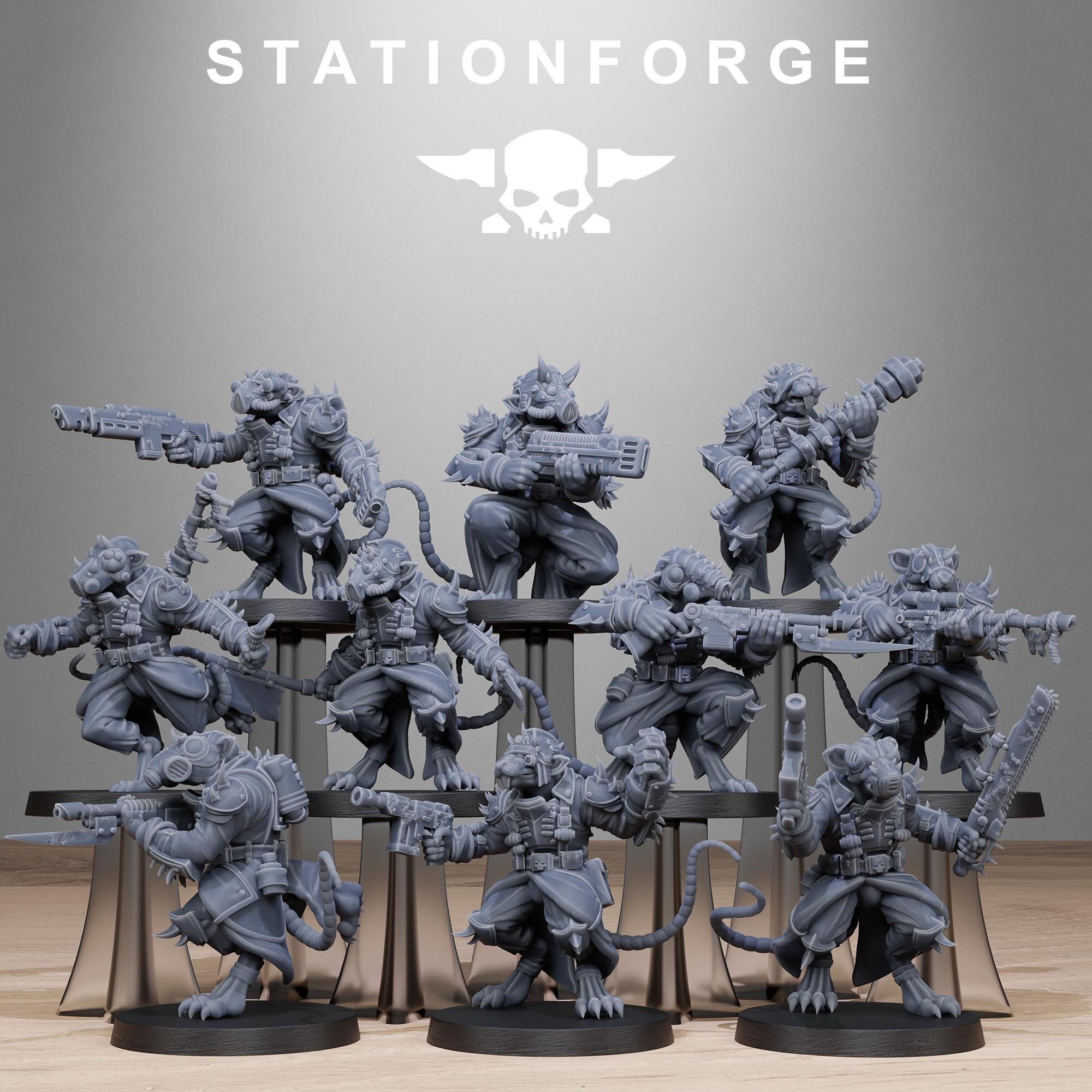 Corrupted Guard Raticus from StationForge/10 Miniatures +Gratis Bases