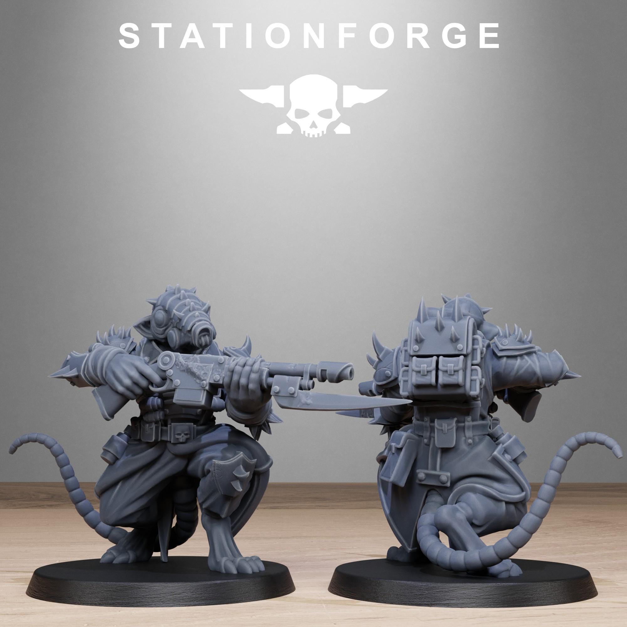 Corrupted Guard Raticus from StationForge/10 Miniatures +Gratis Bases