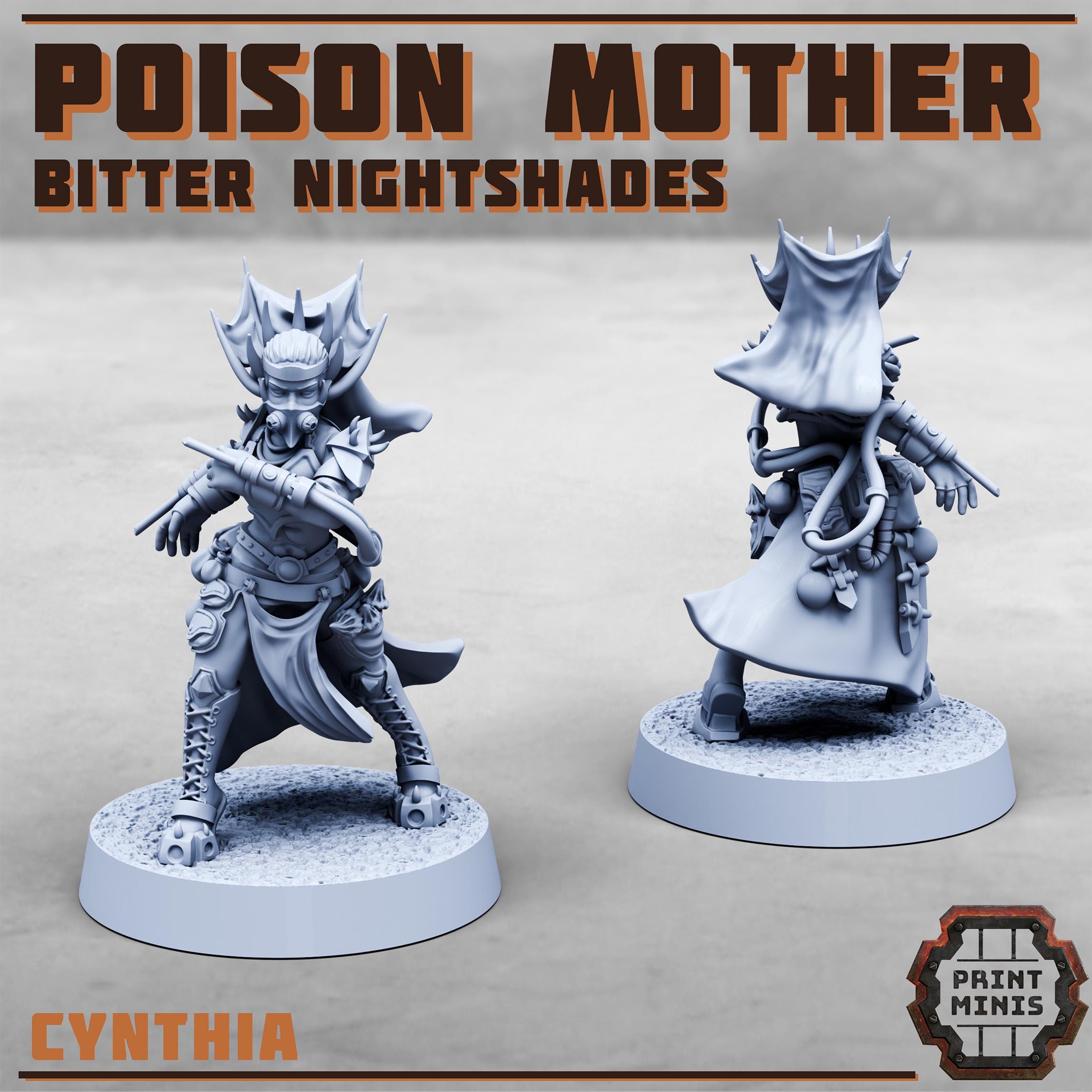 Cynthia - Poison Mother from PrintMinis/ Wargame, Tabletop Miniatur+ Base