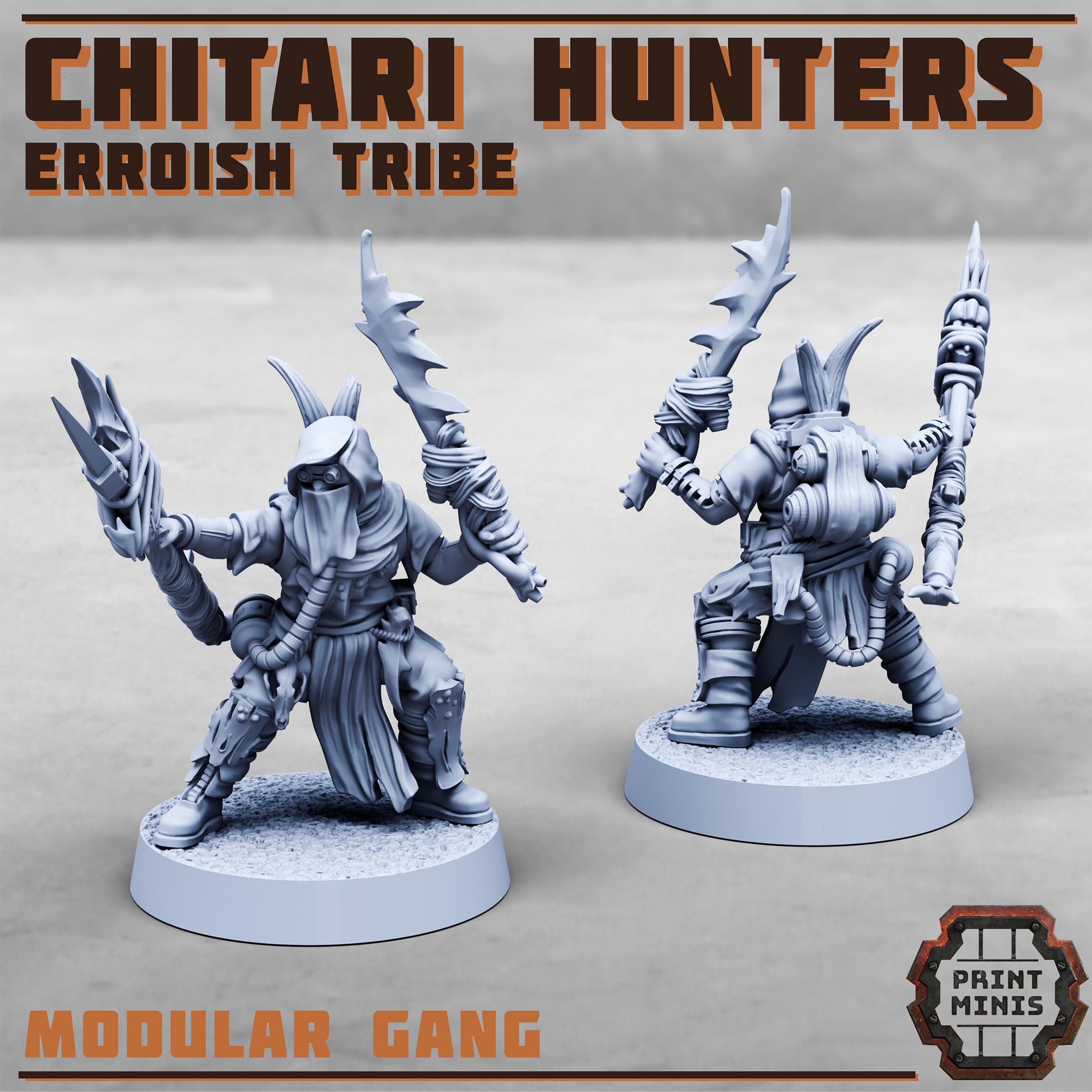 Chitari Erroish Hunters from PrintMinis/10 Wargame, Tabletop Miniatures+ Bases