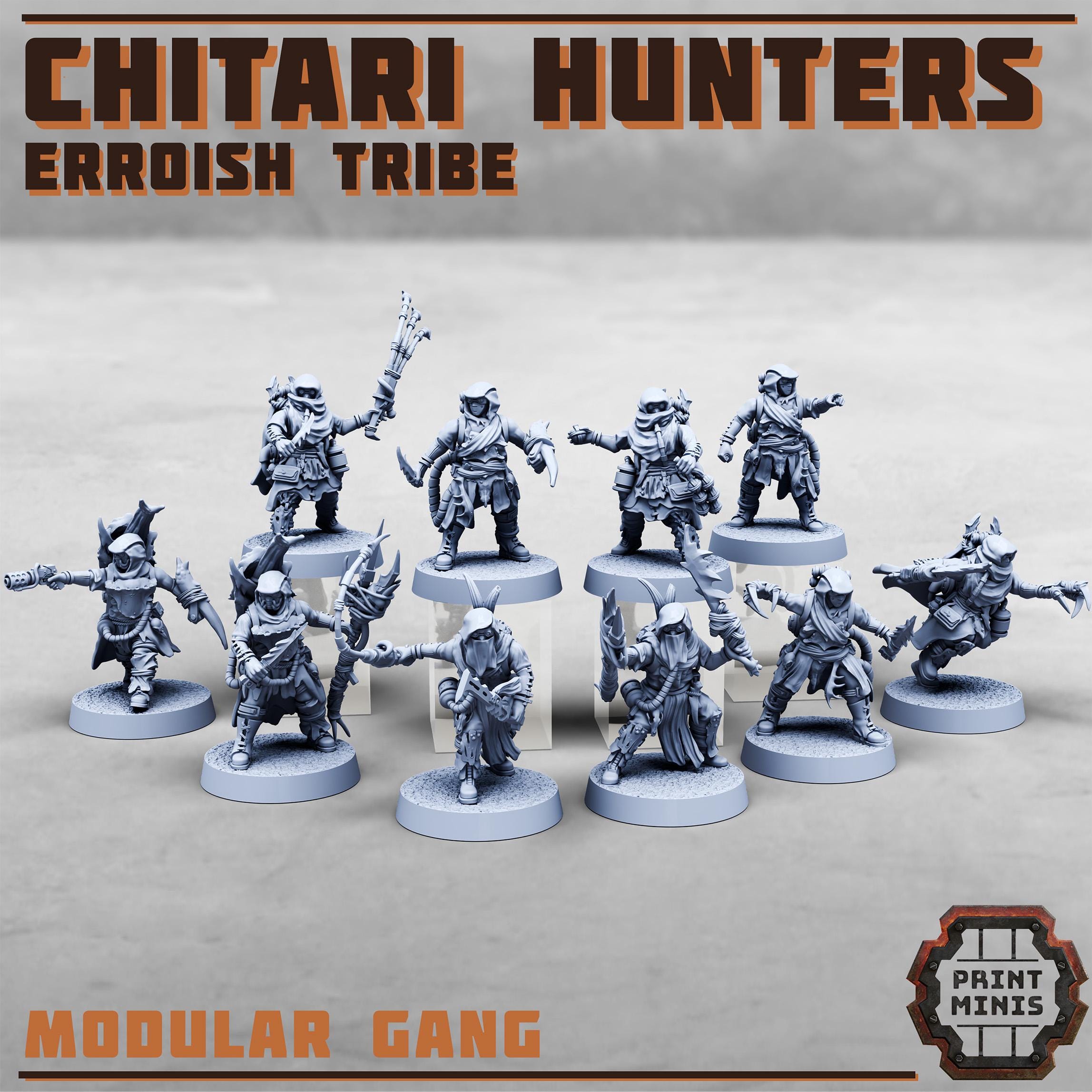 Chitari Erroish Hunters from PrintMinis/10 Wargame, Tabletop Miniatures+ Bases