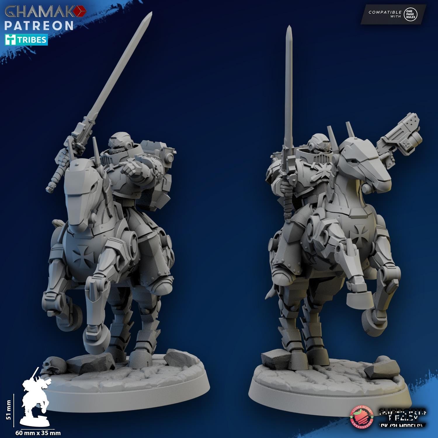 Mechanized Heavy Cavalry from Ghamak, 6 Wargame Miniatures+ Gratis Bases