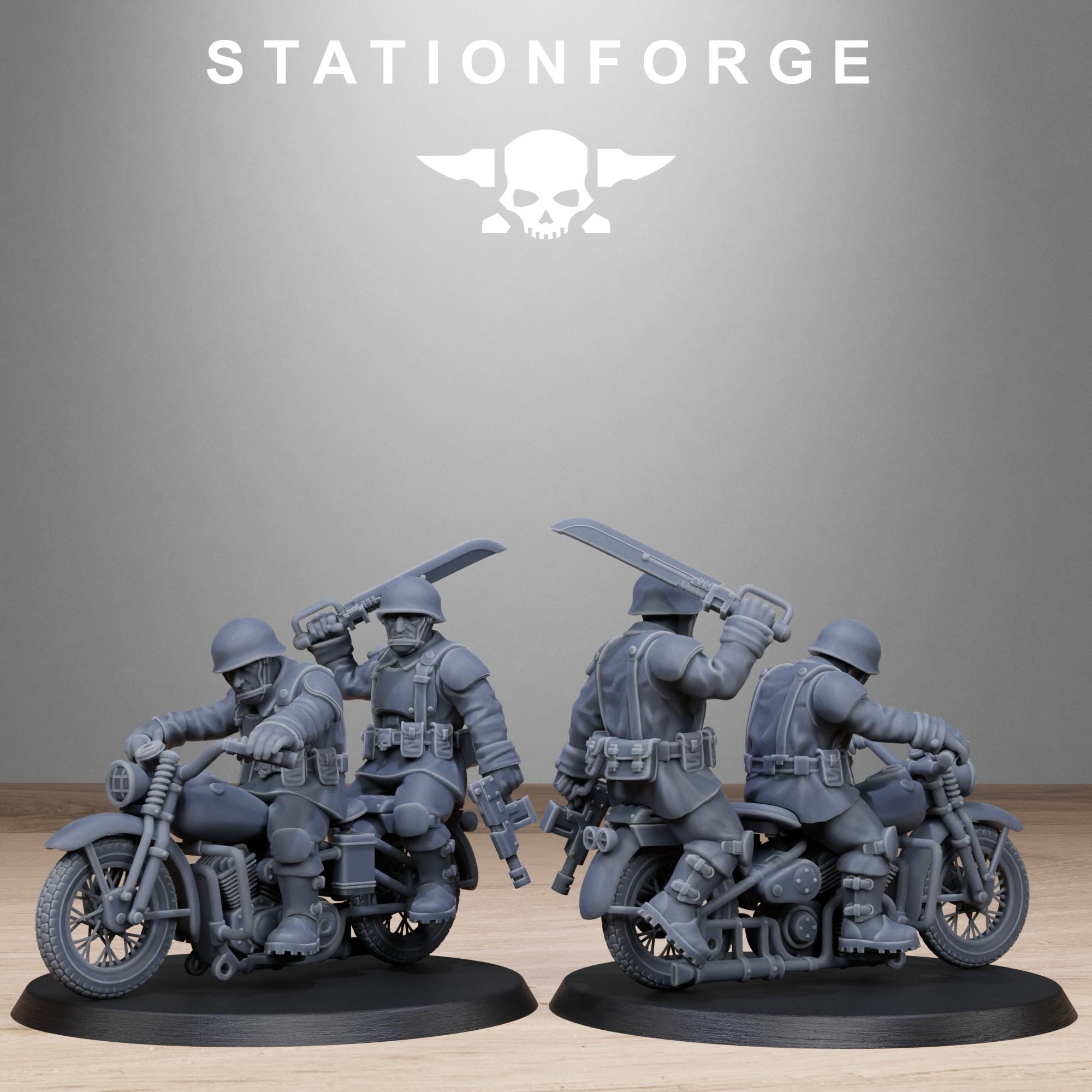 FreeGuard Bikers from StationForge/10 Tabletop, Wargame Miniatures +Gratis Bases