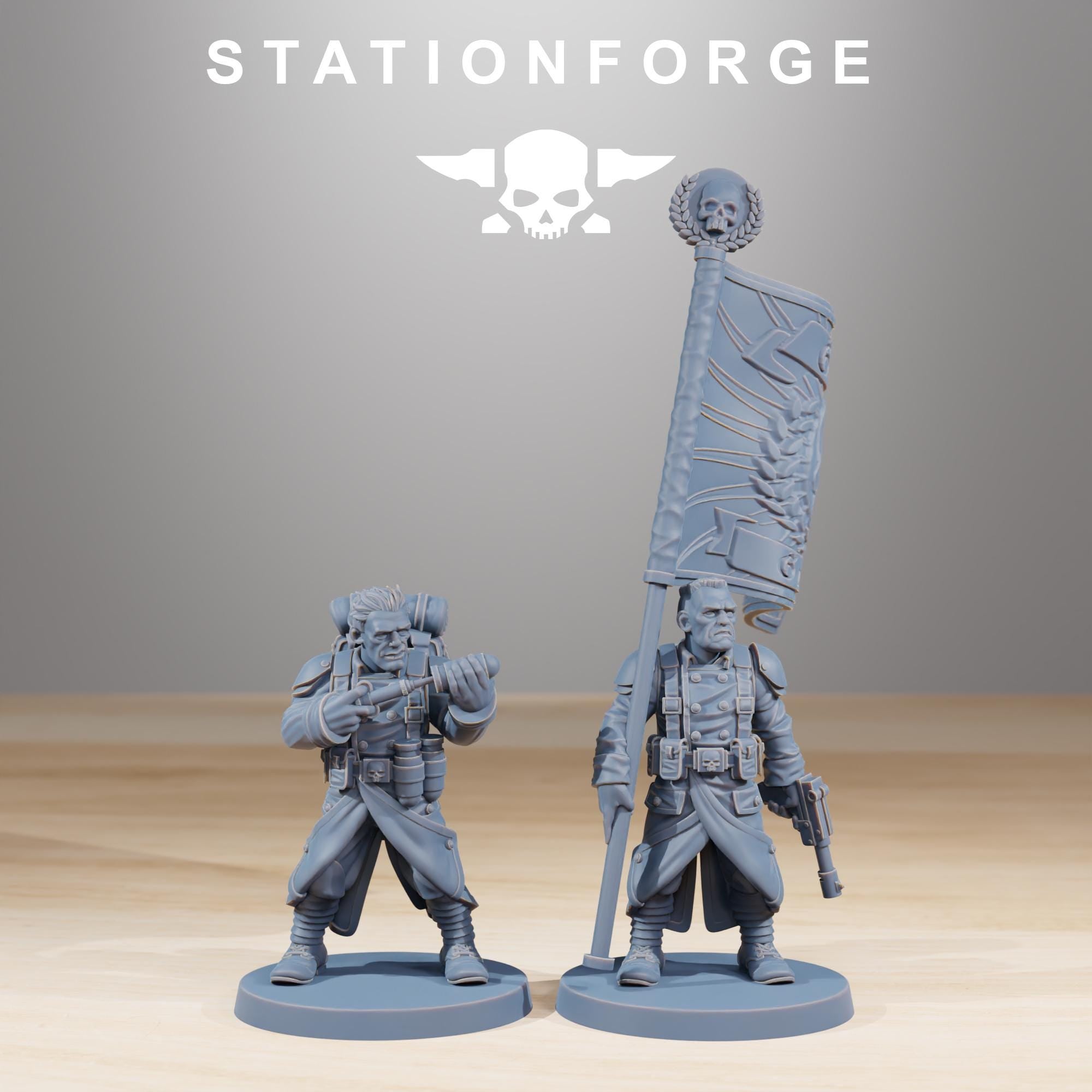 GrimGuard Combatants from StationForge/10 Wargame Miniatures +Gratis Bases