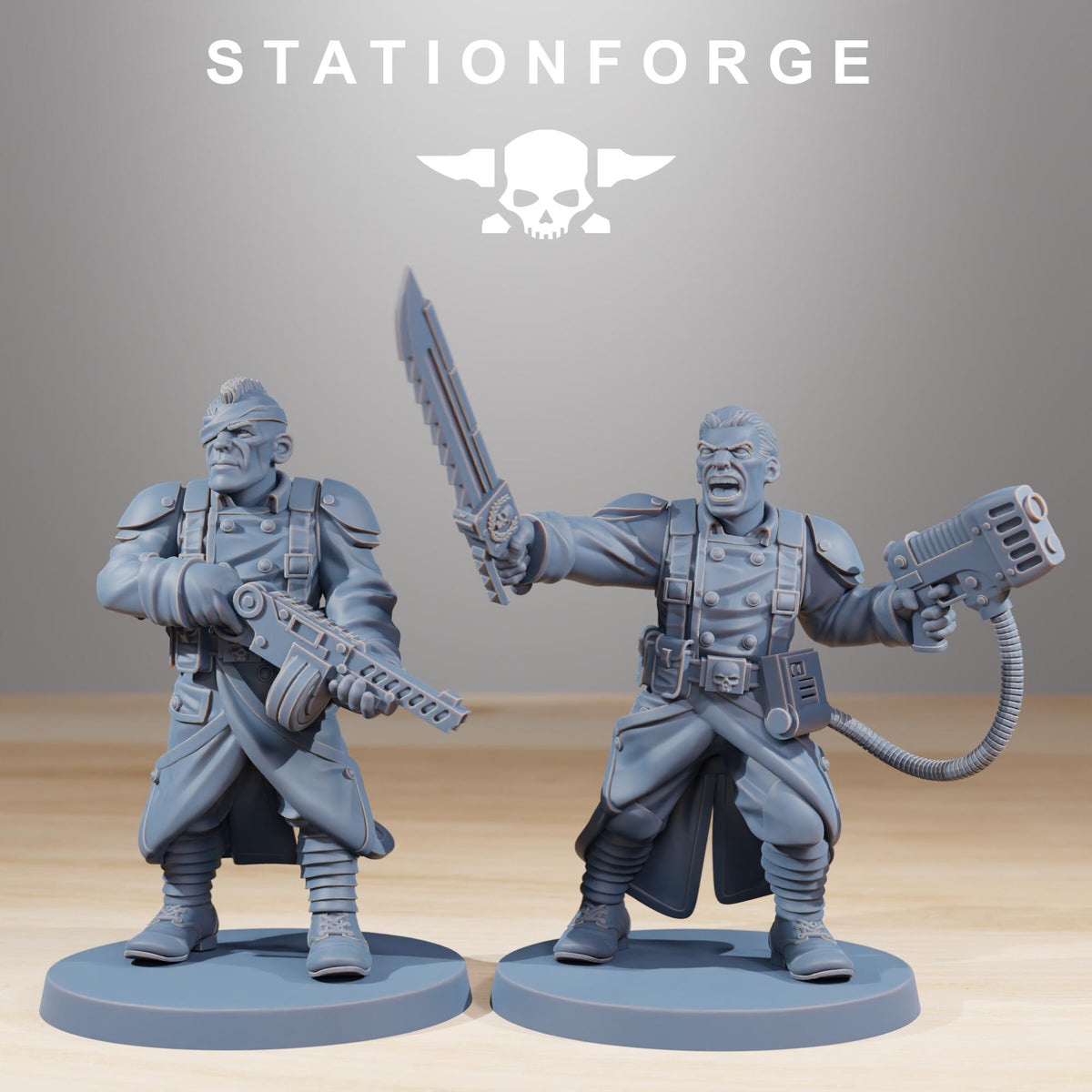 GrimGuard Combatants from StationForge/10 Wargame Miniatures +Gratis Bases